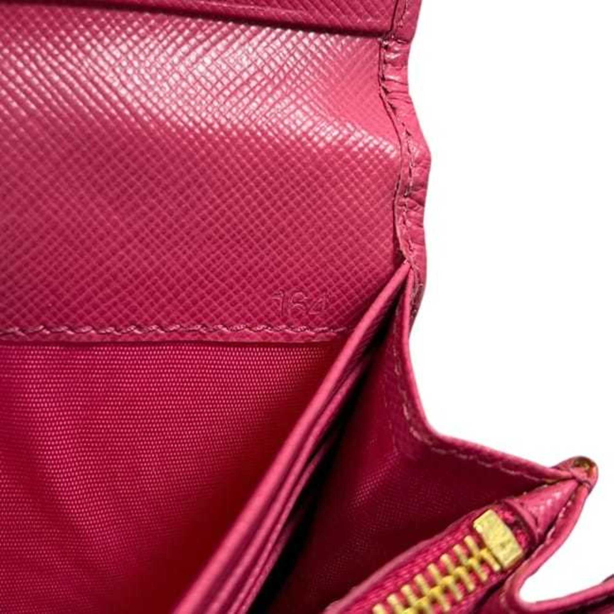 Prada Saffiano Peonia Pink Leather Long Wallet (Bi-Fold) (Pre-Owned)