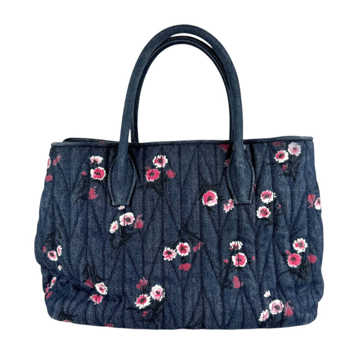 Miu Miu Navy Pink Denim Handbag Shoulder Bag (Pre-Owned)