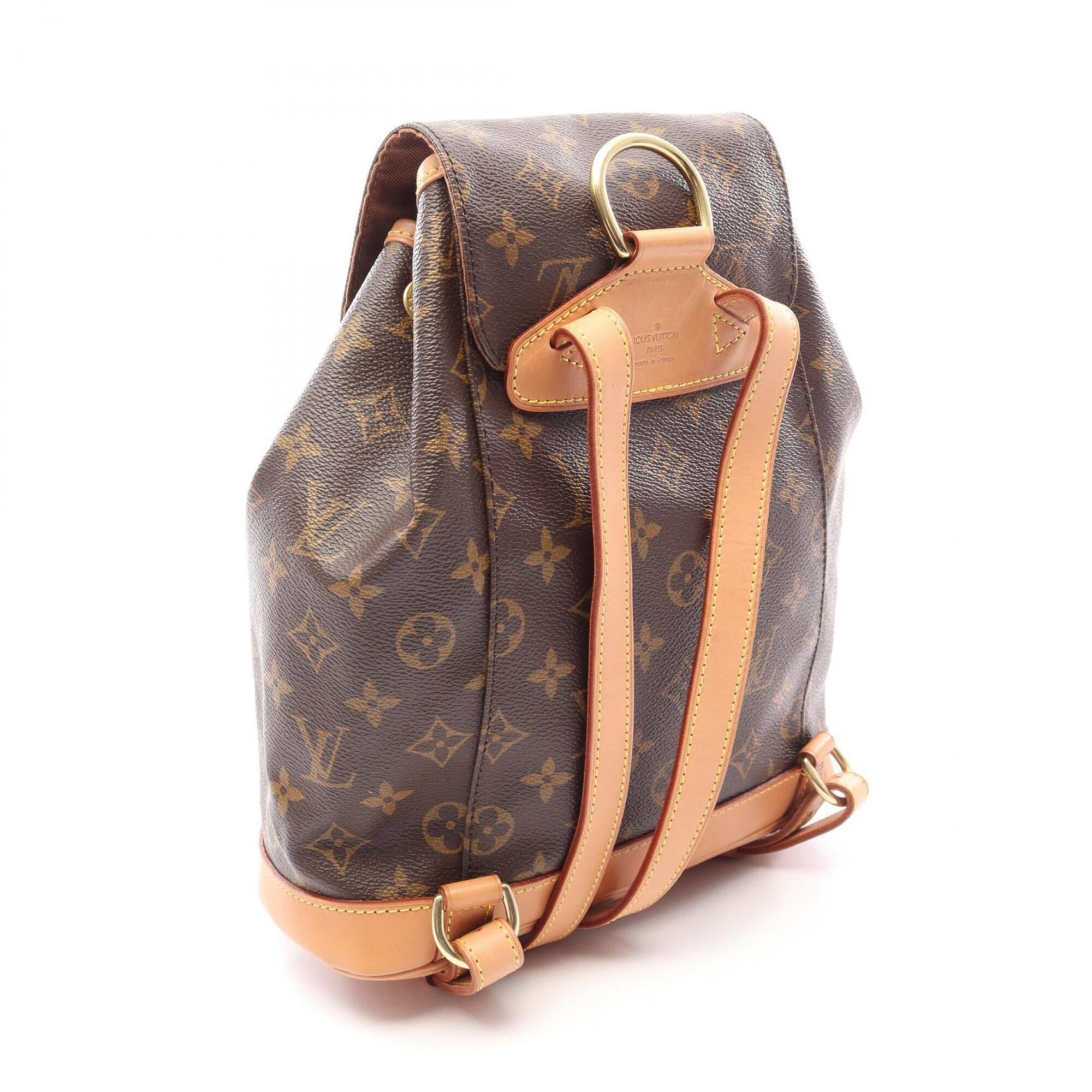 Louis Vuitton Brown Coated Canvas Leather Backpack Handbag (Pre-Owned)