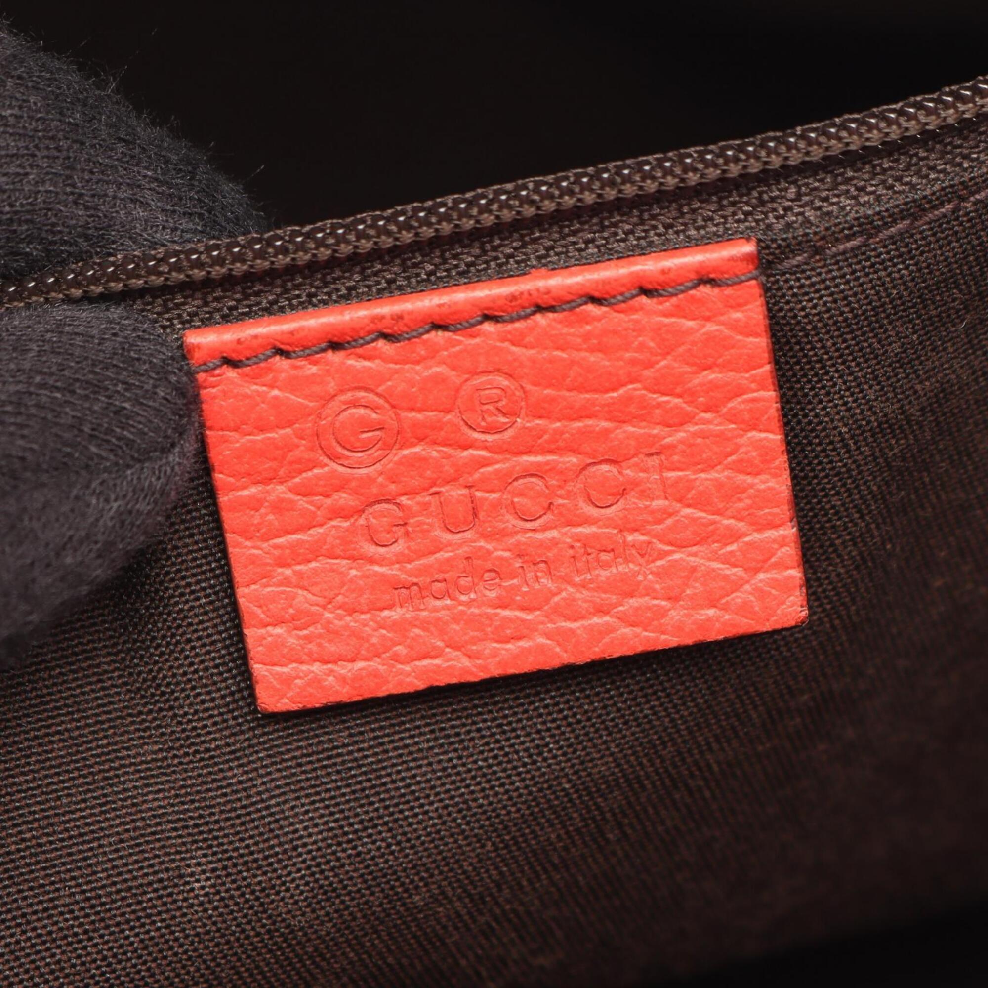 Gucci Red Color Leather Handbag Tote Bag (Pre-Owned)