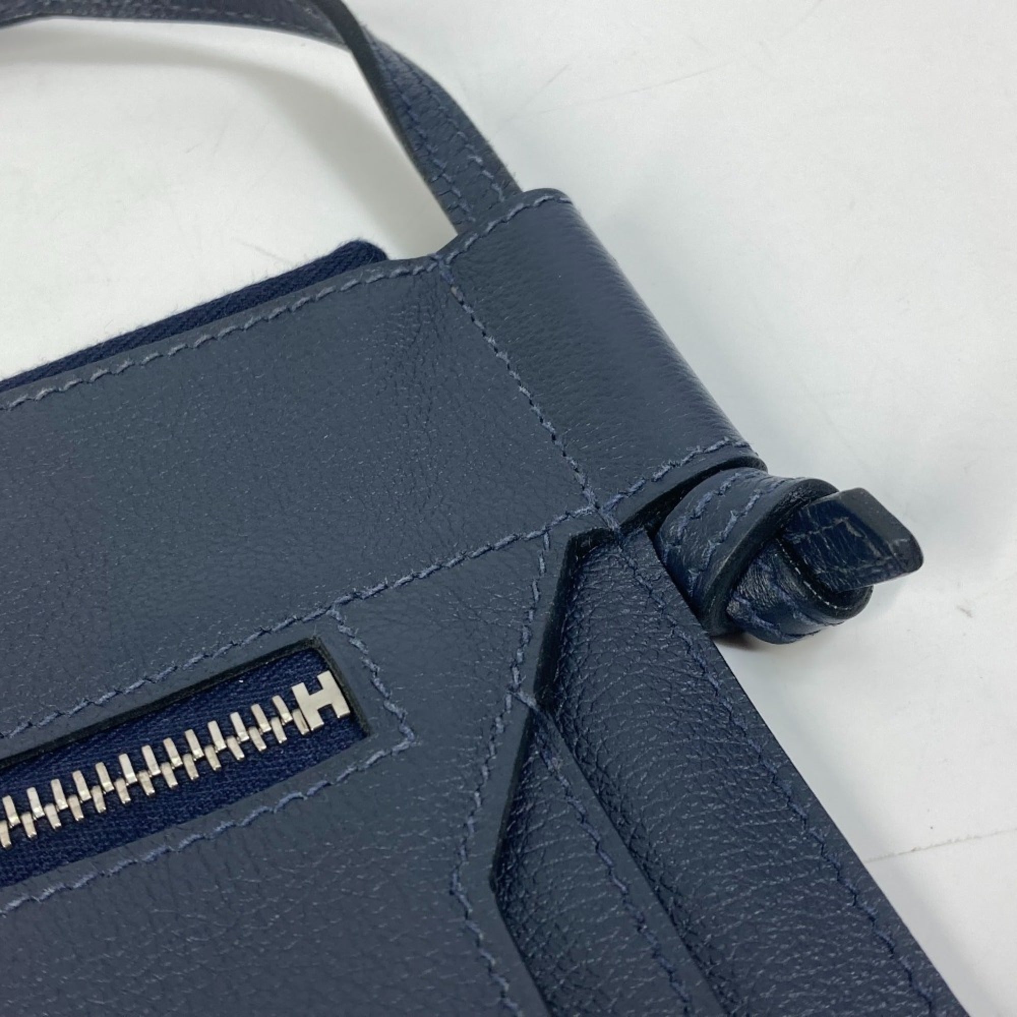 Hermes Blue Nuit Navy Leather Shoulder Bag (Pre-Owned)