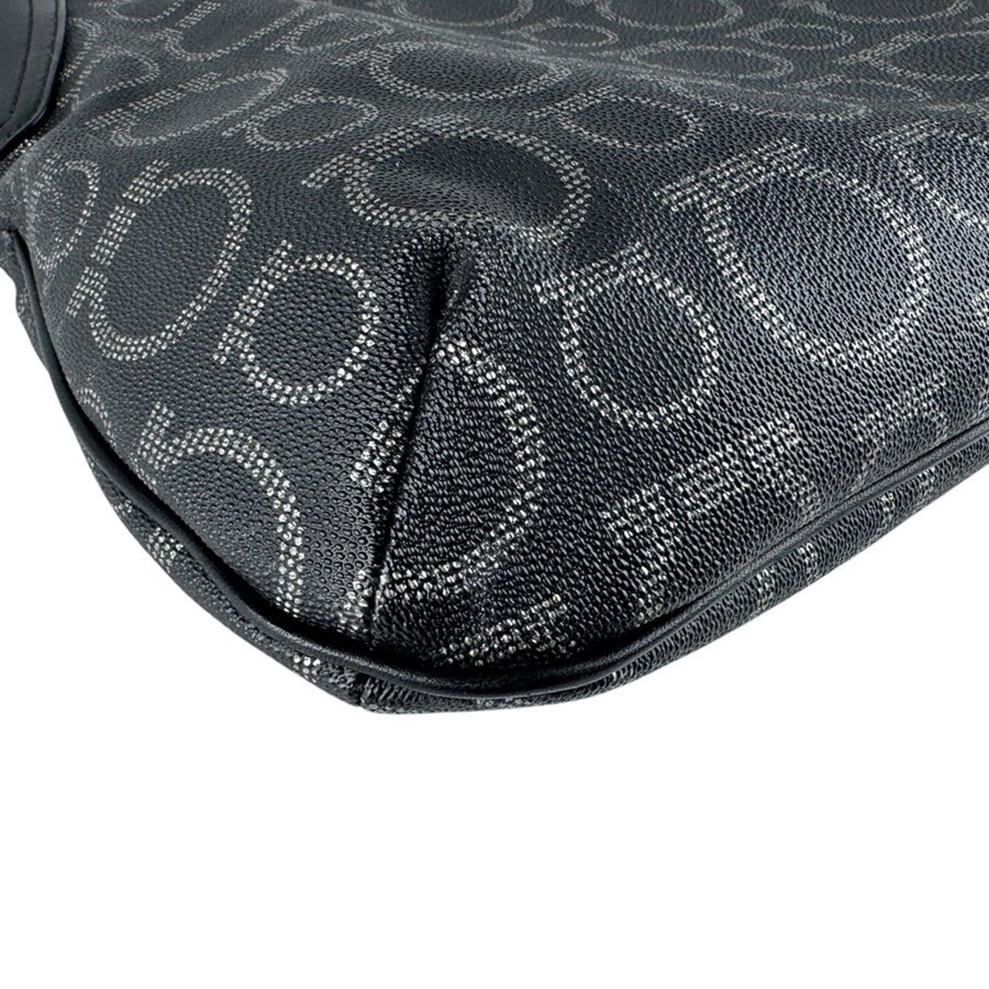 Salvatore Ferragamo Black Coated Canvas Leather Shoulder Bag (Pre-Owned)