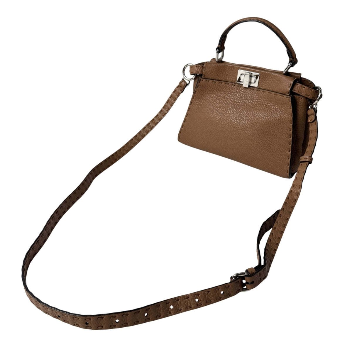 Fendi Brown Leather Handbag Shoulder Bag (Pre-Owned)