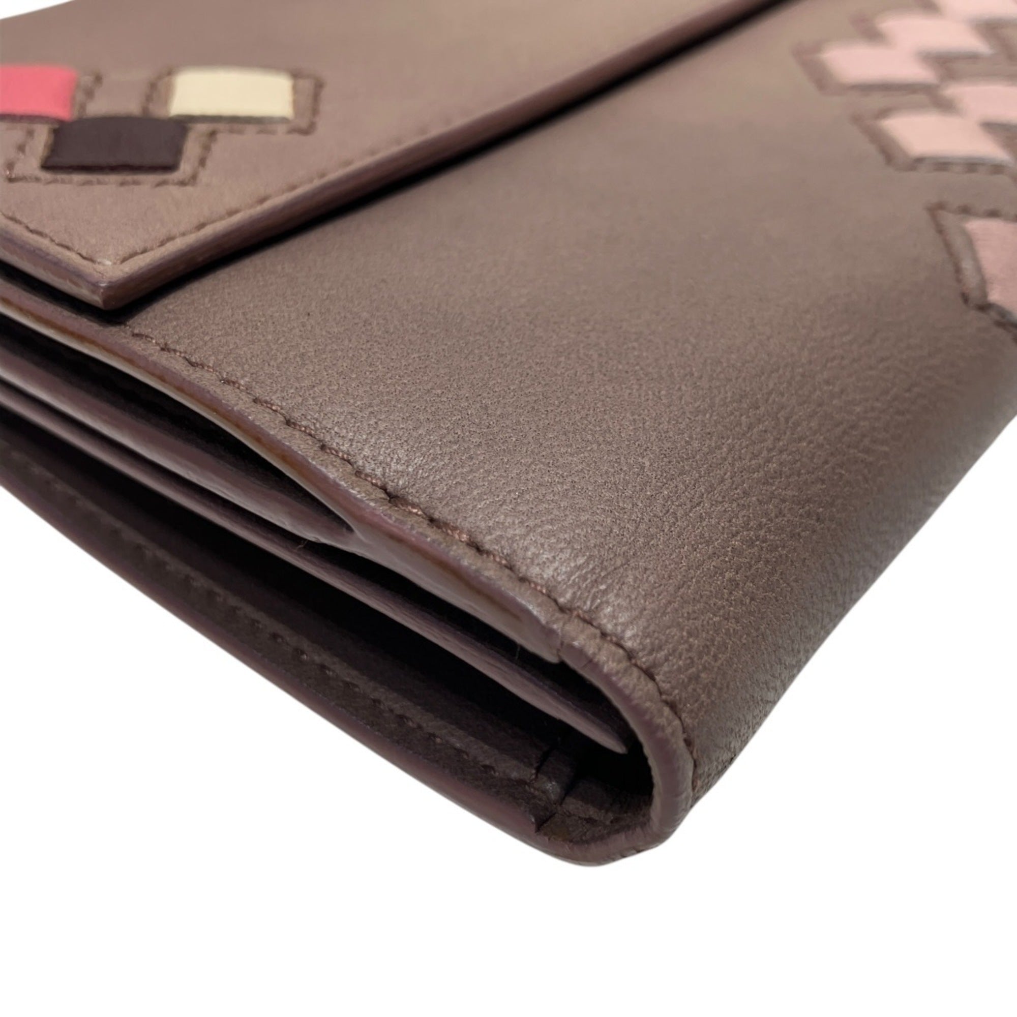 Bottega Veneta Khaki Leather Long Wallet (Tri-Fold) (Pre-Owned)