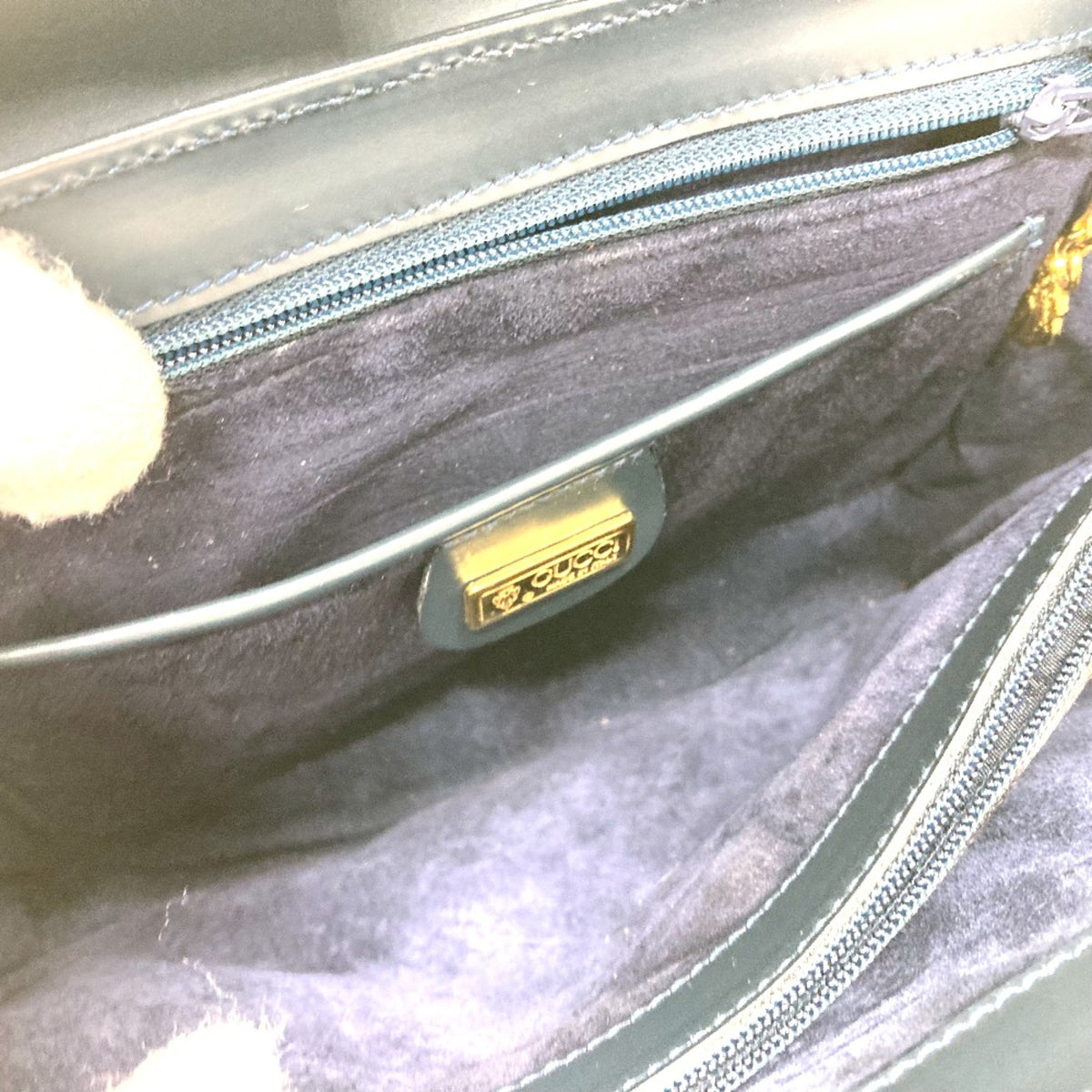Gucci Navy Leather Handbag (Pre-Owned)