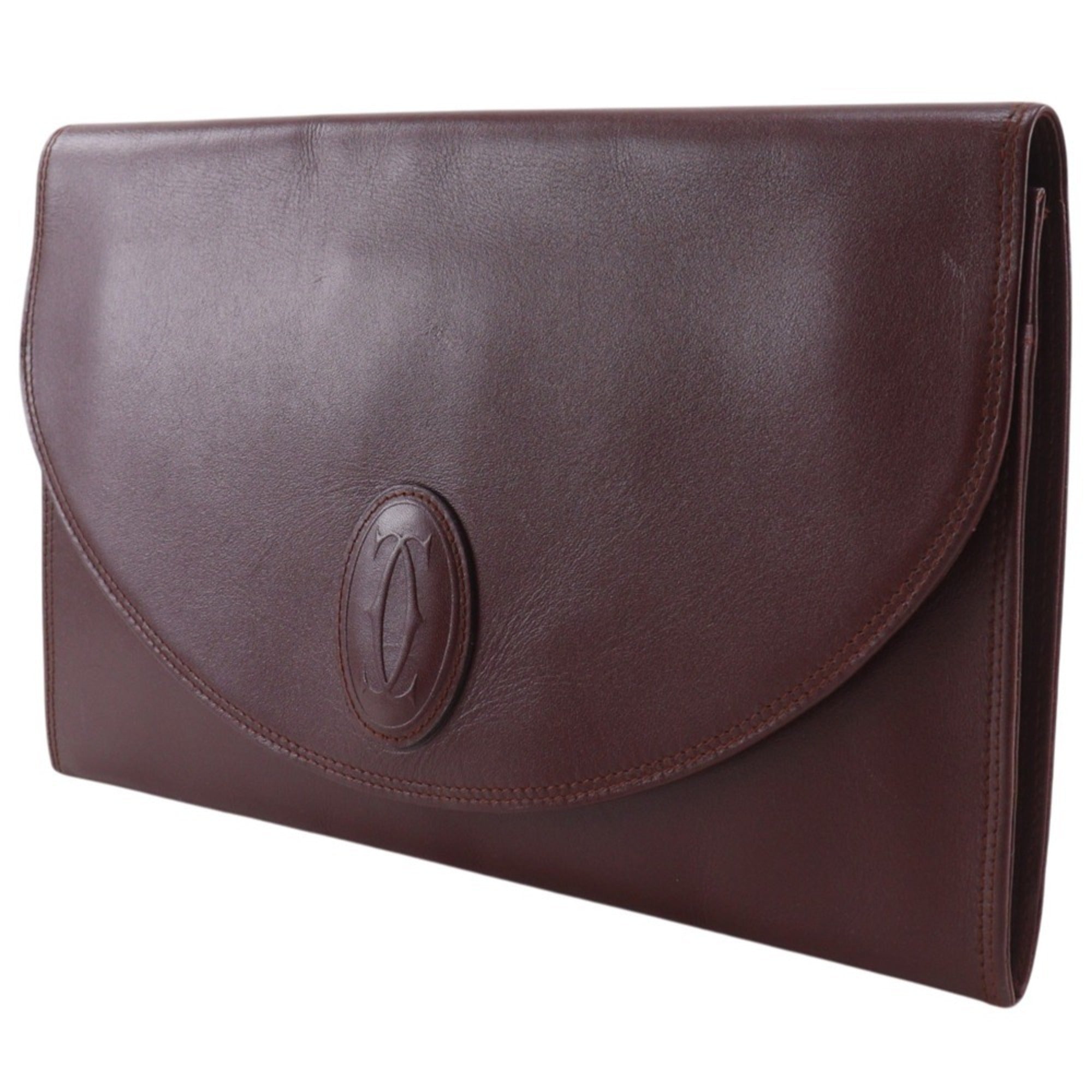 Cartier Must Bordeaux Leather Clutch Bag (Pre-Owned)