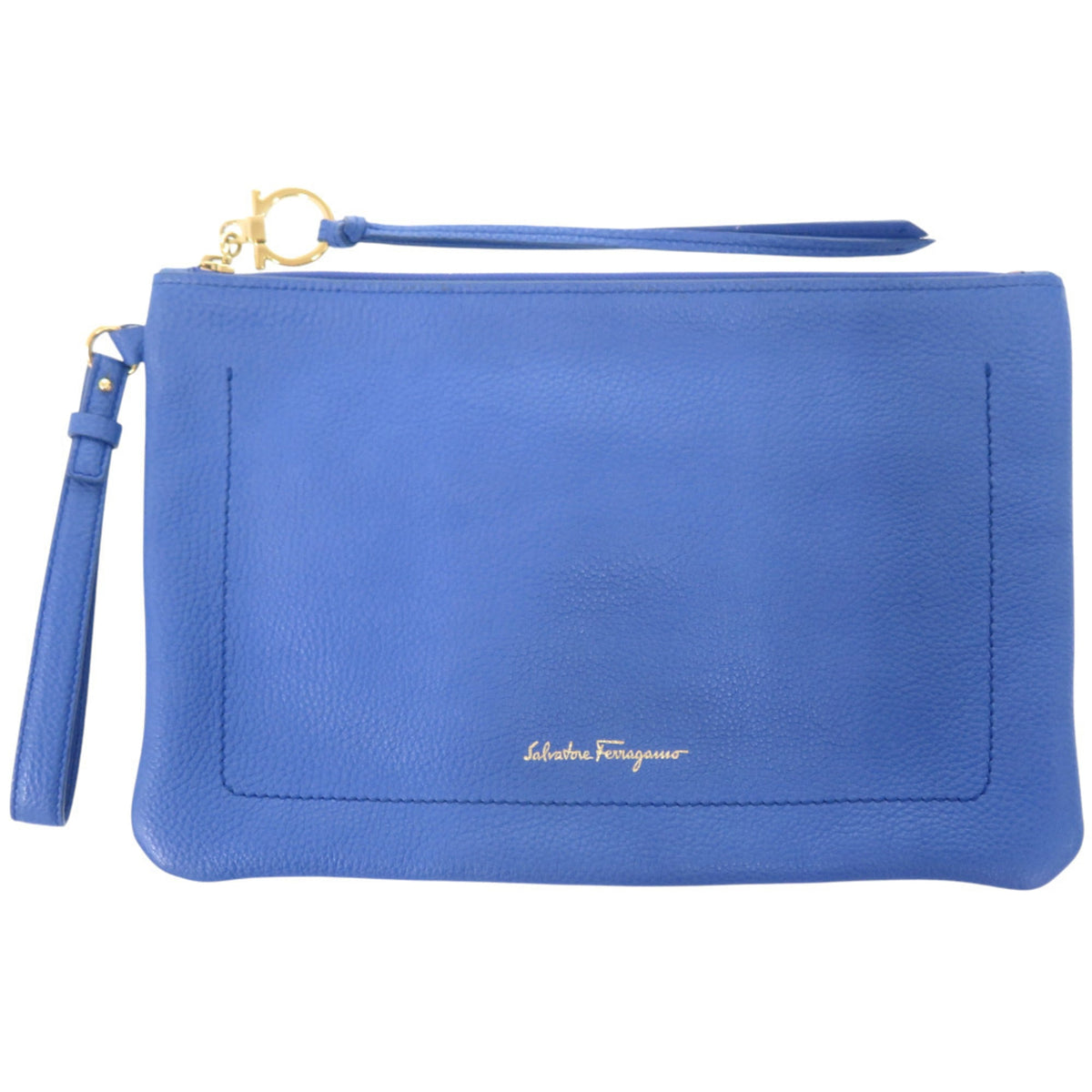 Salvatore Ferragamo Blue Leather Clutch Bag (Pre-Owned)
