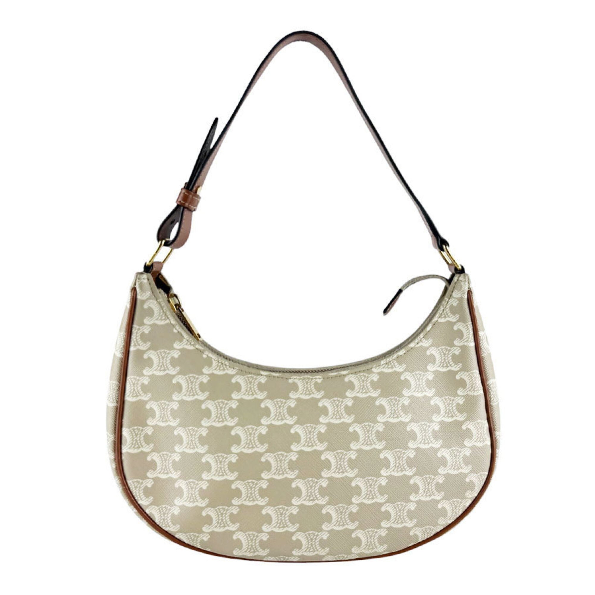 Celine Brown Grayish Coated Canvas Leather Handbag (Pre-Owned)