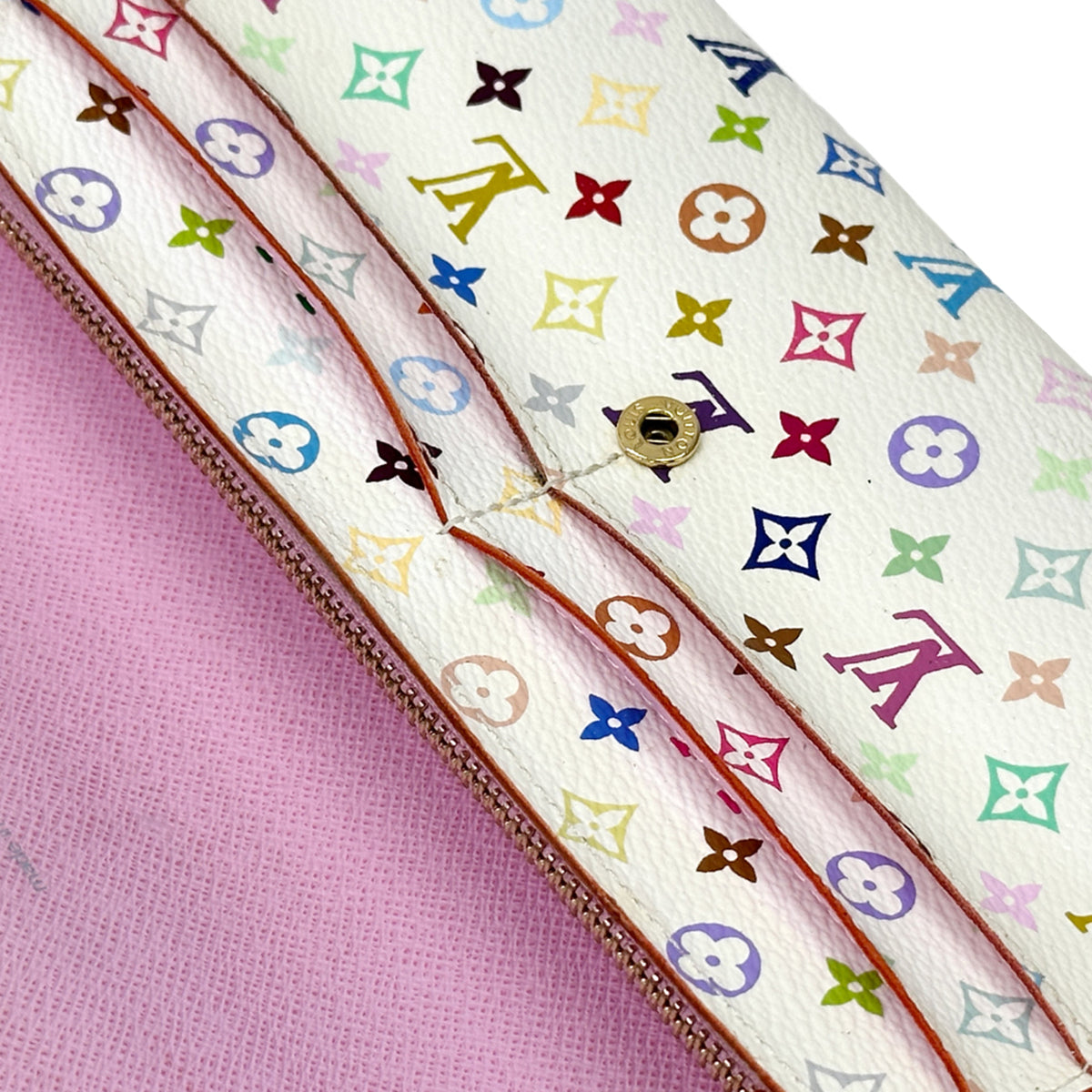 Louis Vuitton Litchi Pink White Monogram Multicolore Long Wallet (Bi-Fold) (Pre-Owned)
