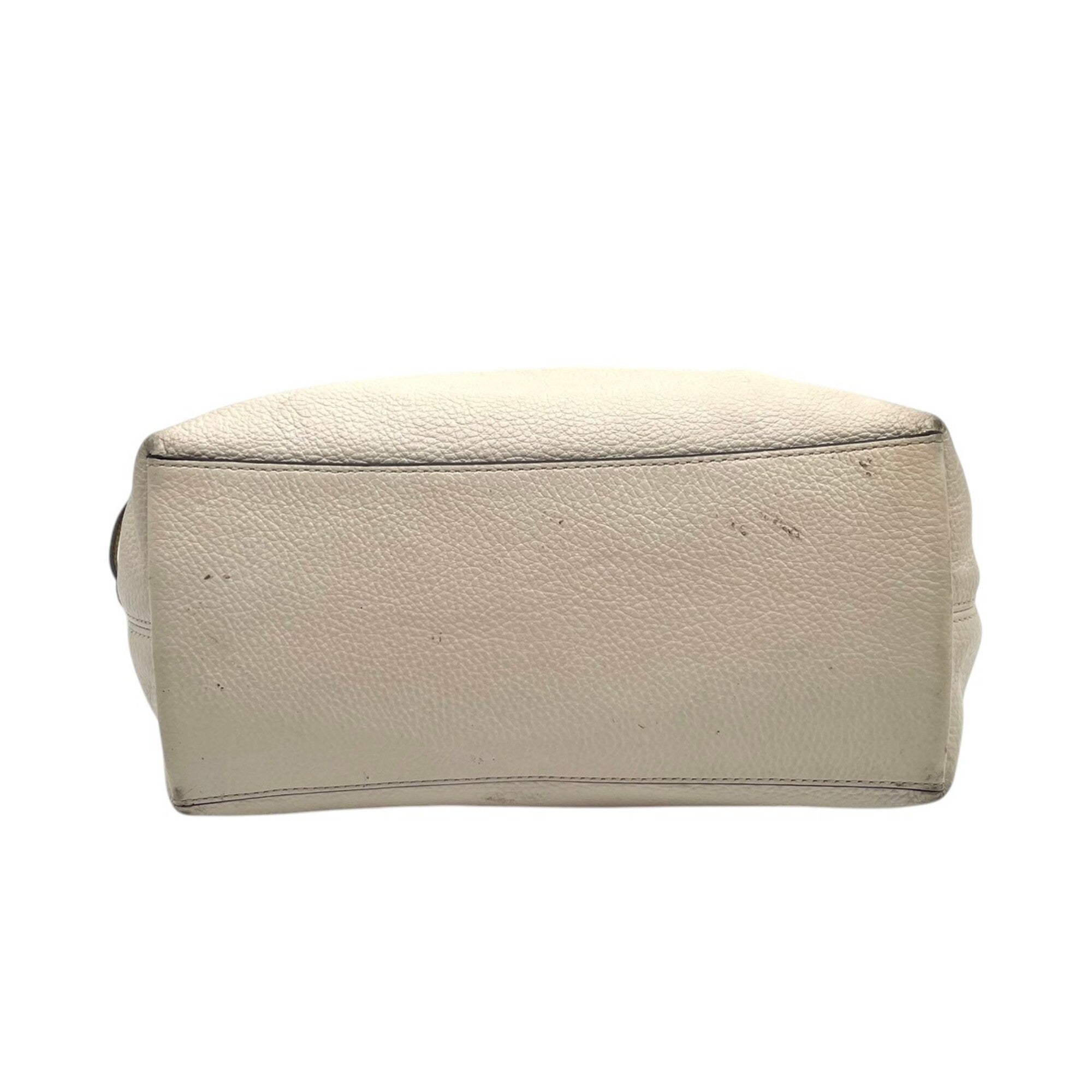 Coach Brown Ivory Leather Handbag Tote Bag (Pre-Owned)