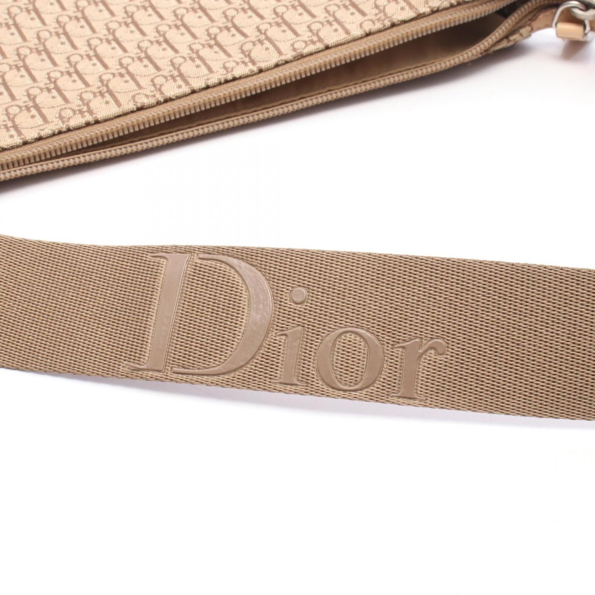 Christian Dior Beige Brown Canvas Leather Handbag Shoulder Bag (Pre-Owned)
