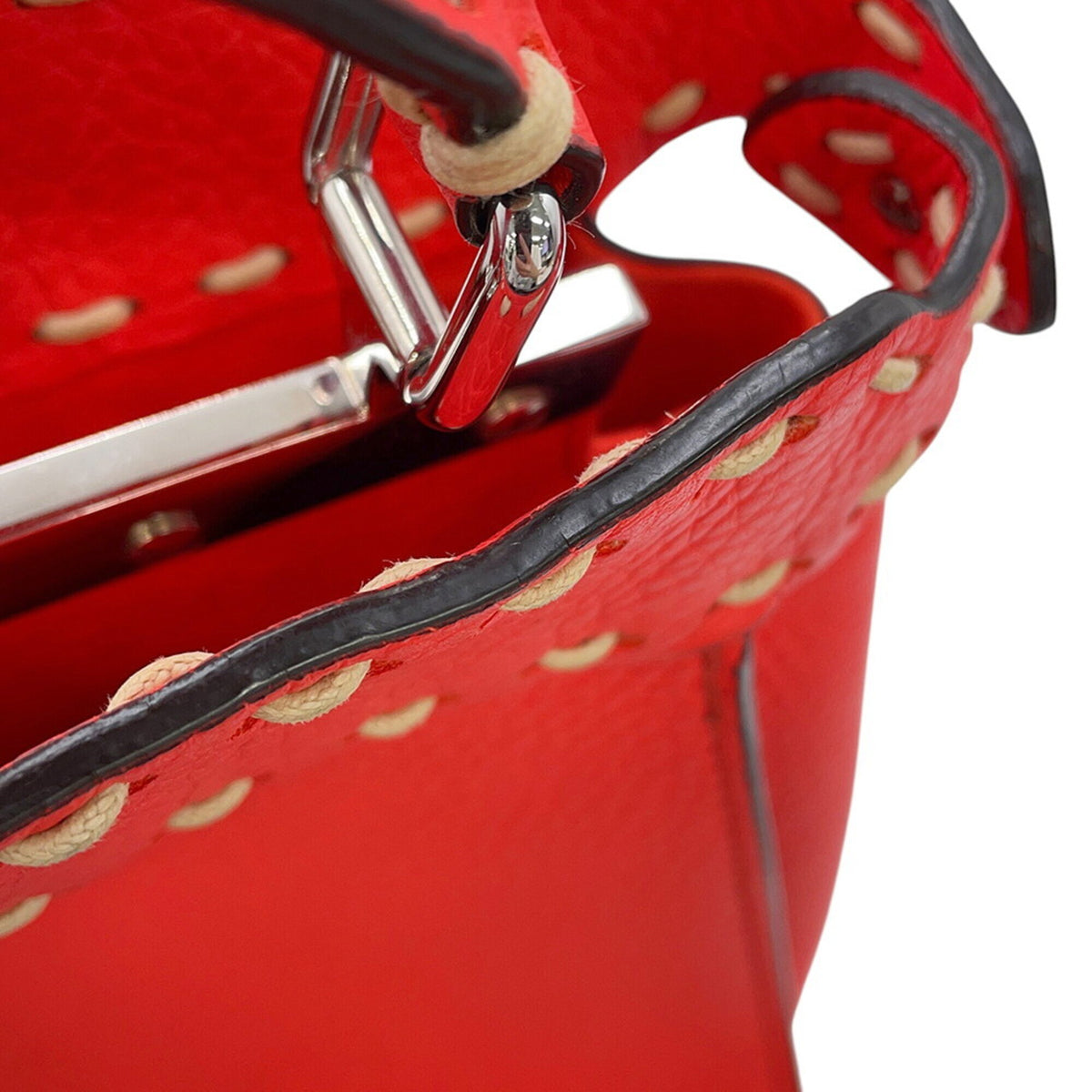 Fendi Peekaboo Orange Leather Handbag Shoulder Bag (Pre-Owned)