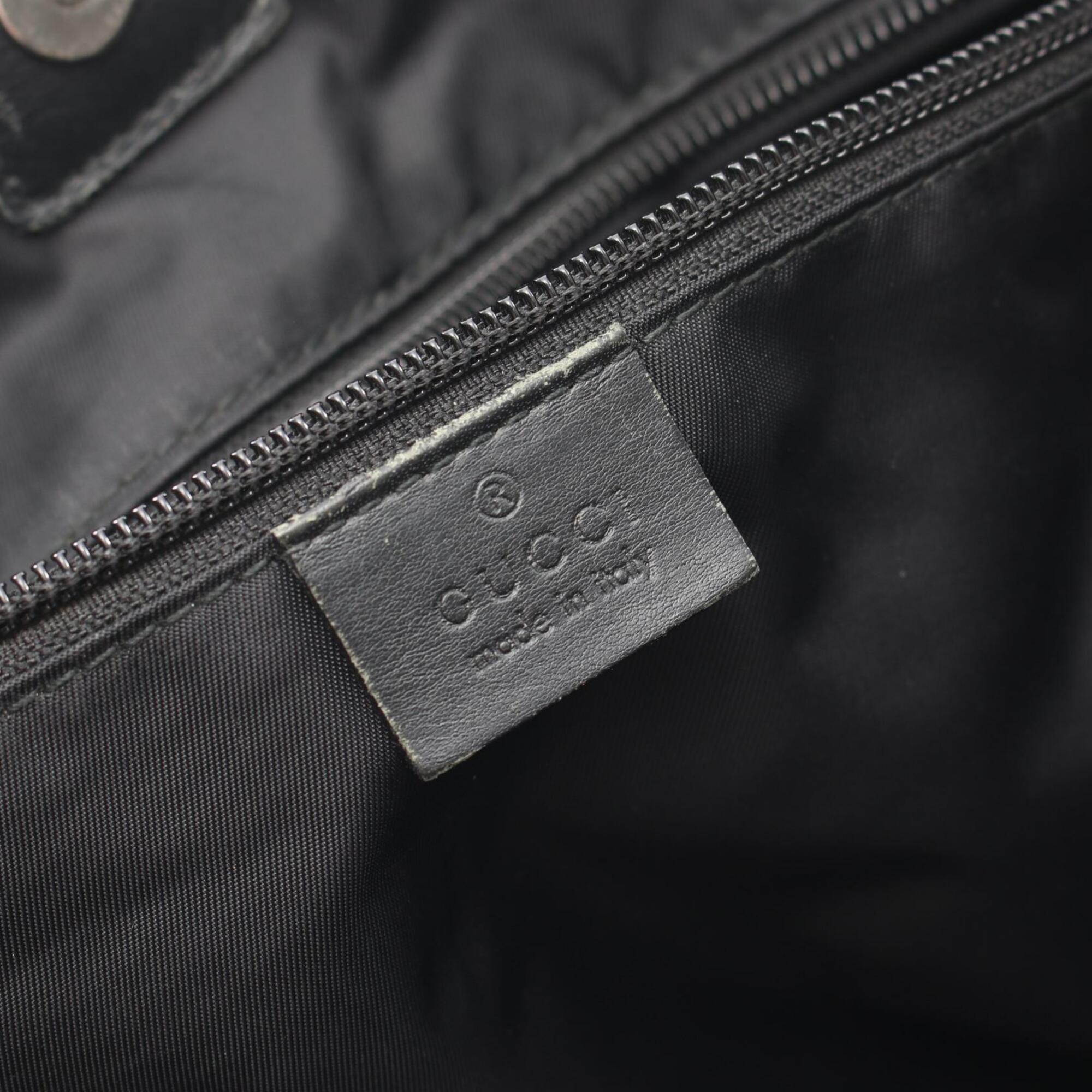 Gucci Black Canvas Leather Handbag Tote Bag (Pre-Owned)