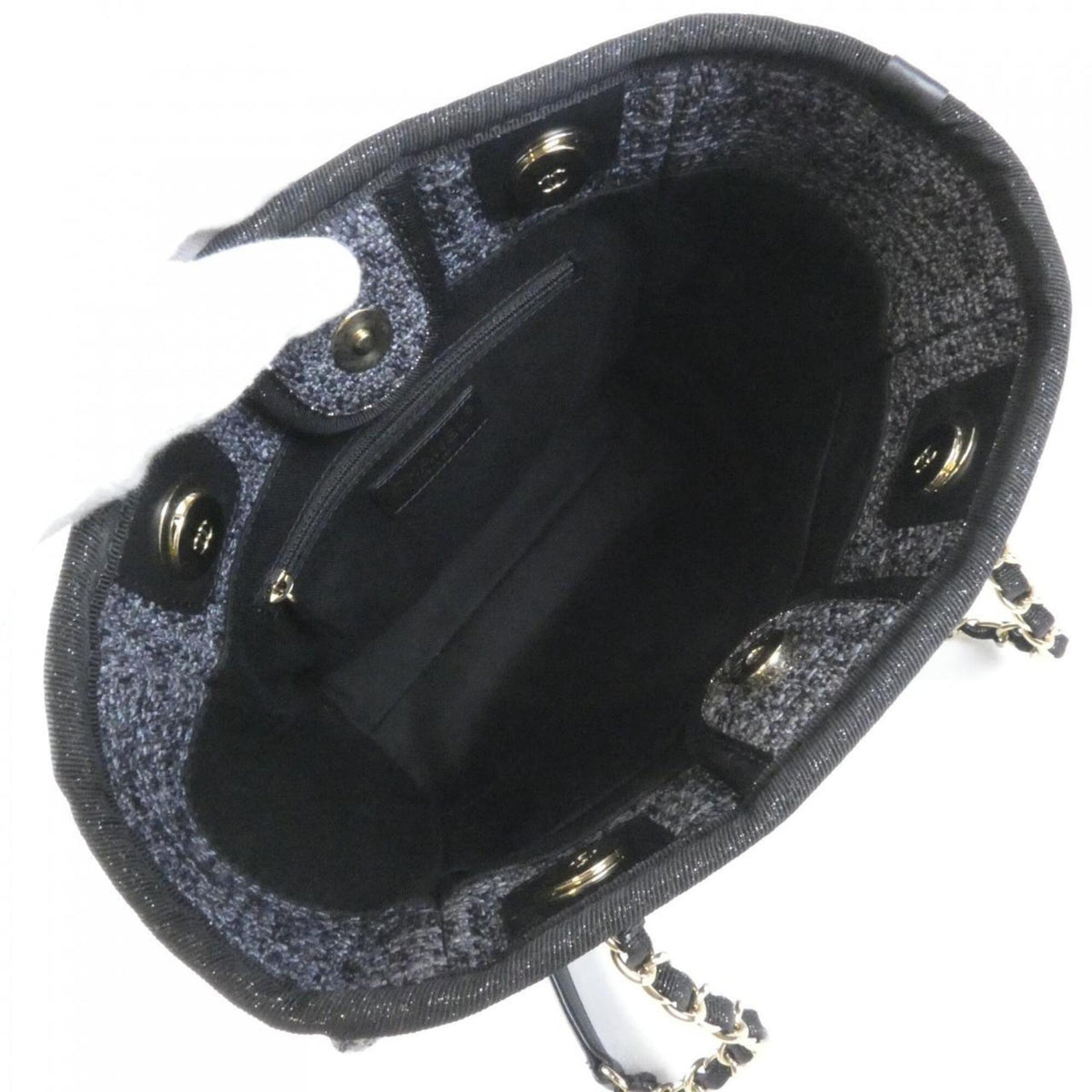 Chanel Black Dark Gray Nylon Canvas Handbag (Pre-Owned)