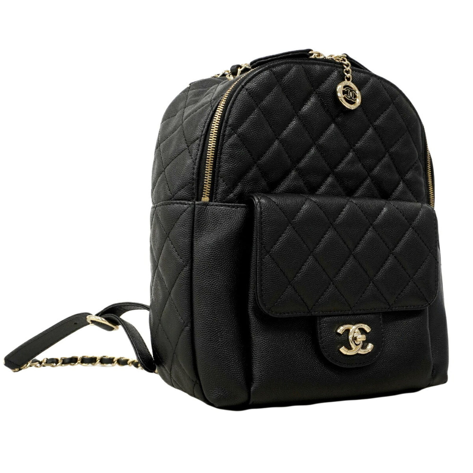 Chanel Black Grained Calfskin Backpack (Pre-Owned)
