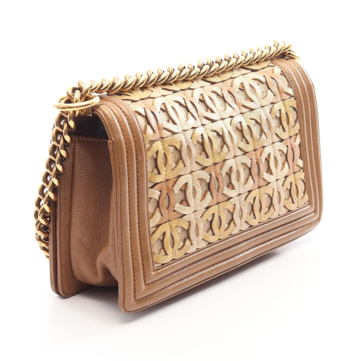 Chanel Boy Chanel Brown Leather Handbag Shoulder Bag (Pre-Owned)