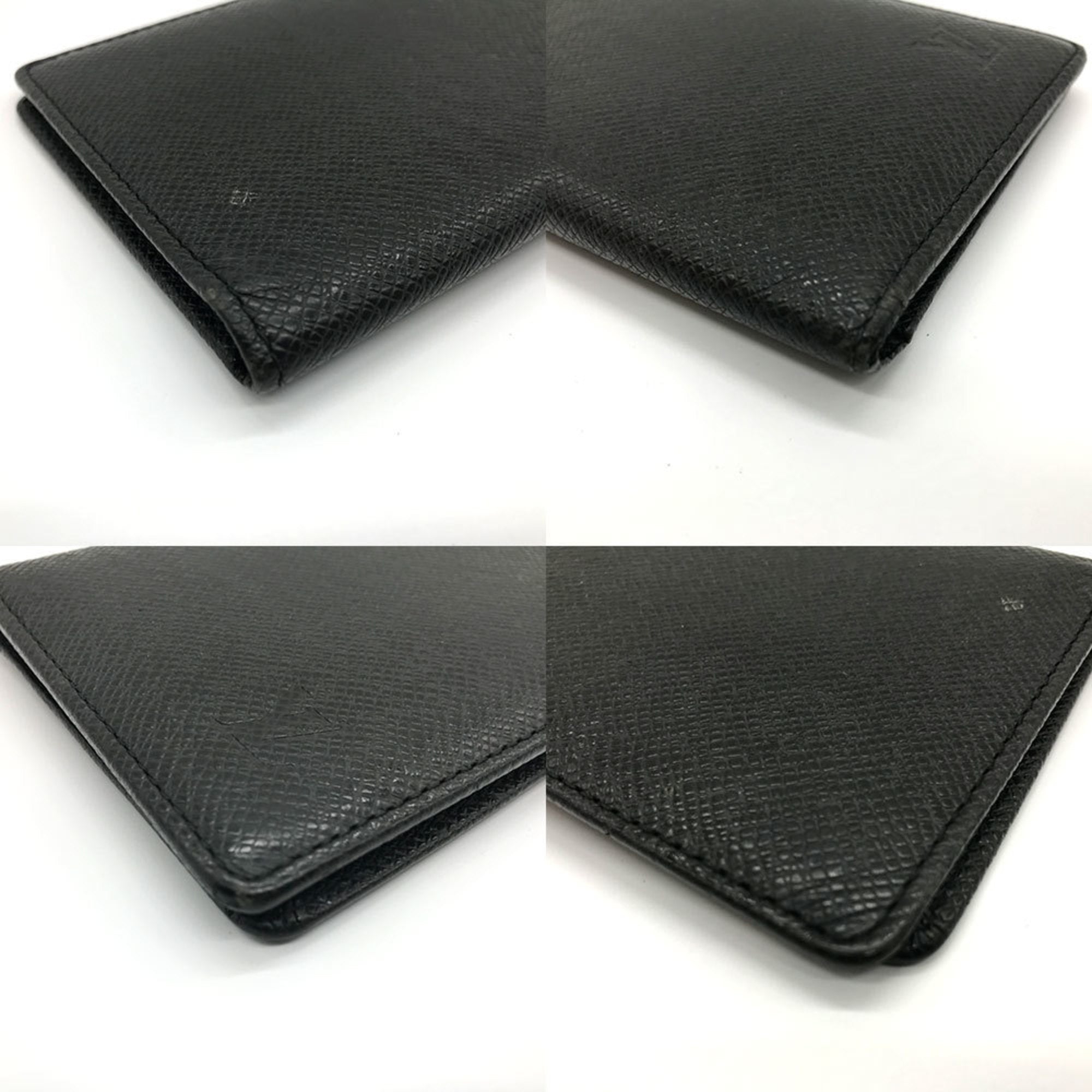 Louis Vuitton Black Noir Taiga Leather Long Bill Wallet (Bi-Fold) (Pre-Owned)