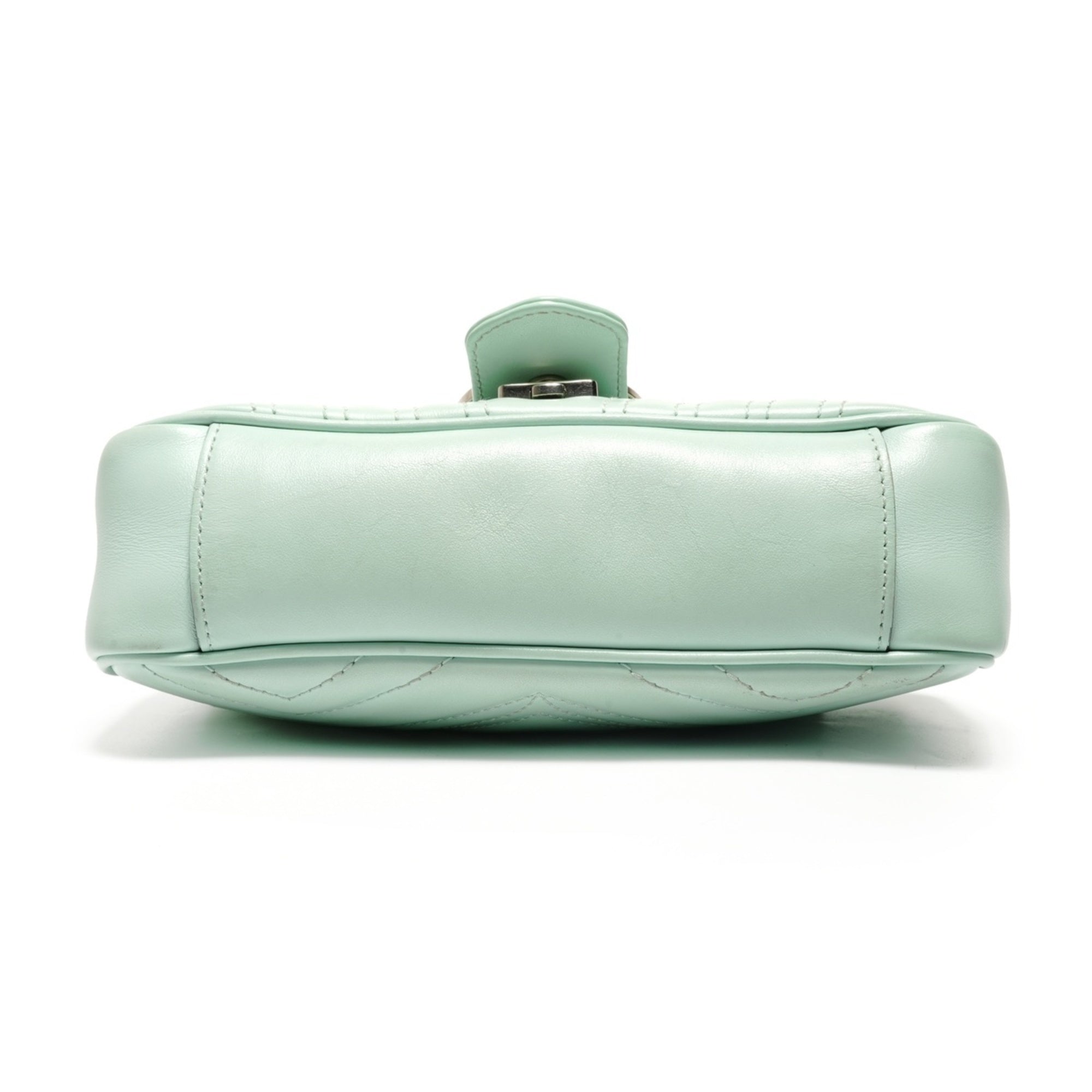 Gucci Gg Marmont Green Leather Shoulder Bag (Pre-Owned)