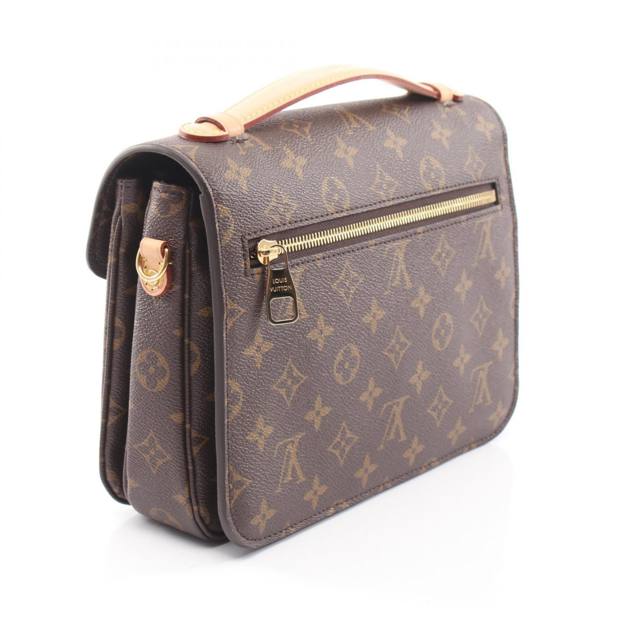 Louis Vuitton Brown Coated Canvas Leather Handbag Pochette (Pre-Owned)