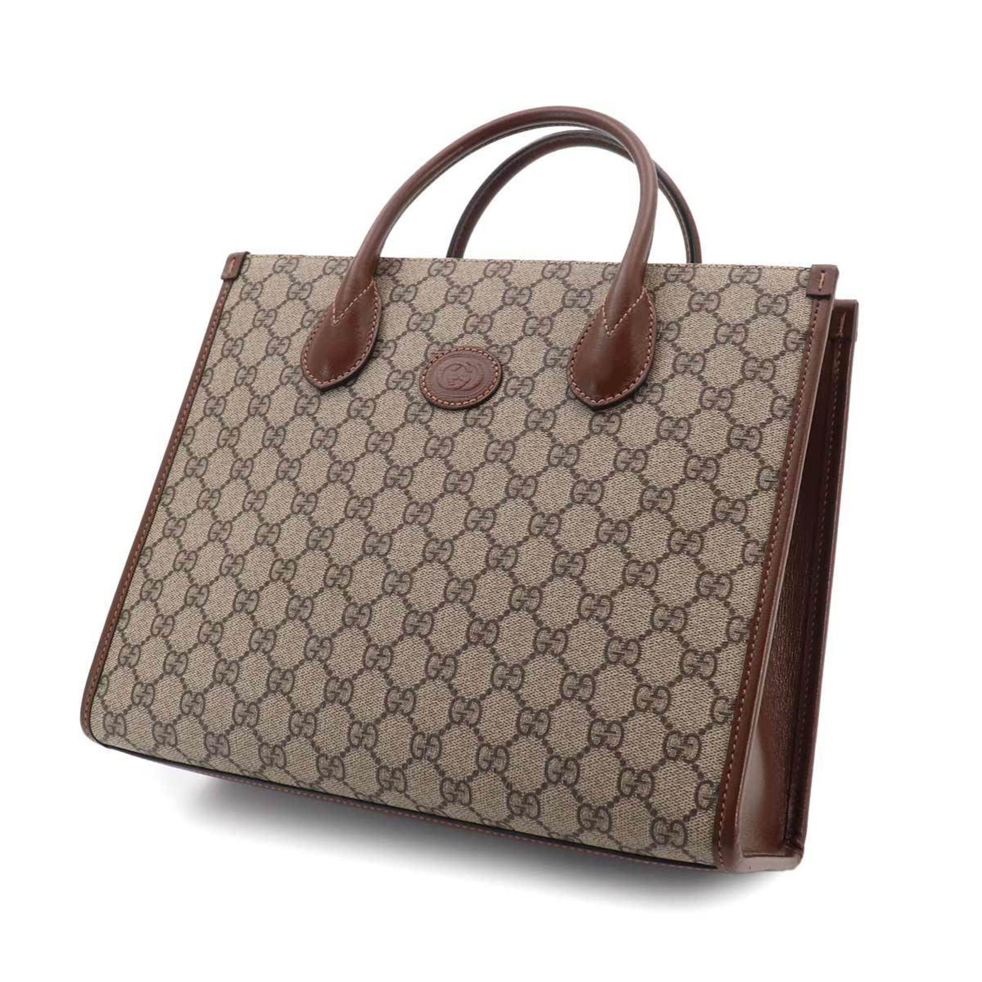 Gucci Beige Brown Gg Supreme Leather Handbag Tote Bag (Pre-Owned)