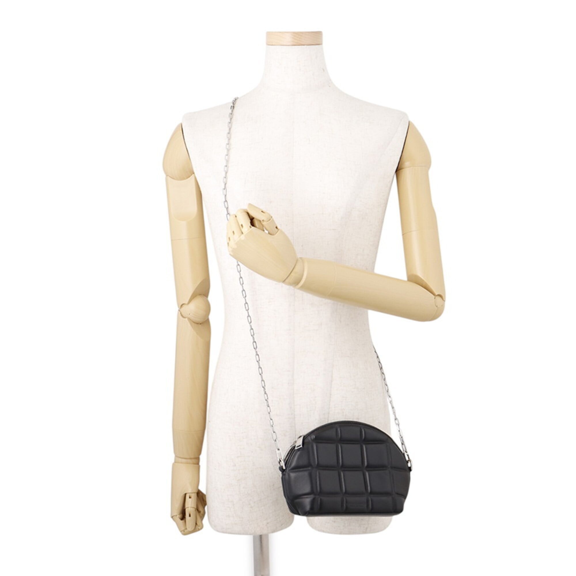 Bottega Veneta Black Leather Handbag Shoulder Bag (Pre-Owned)