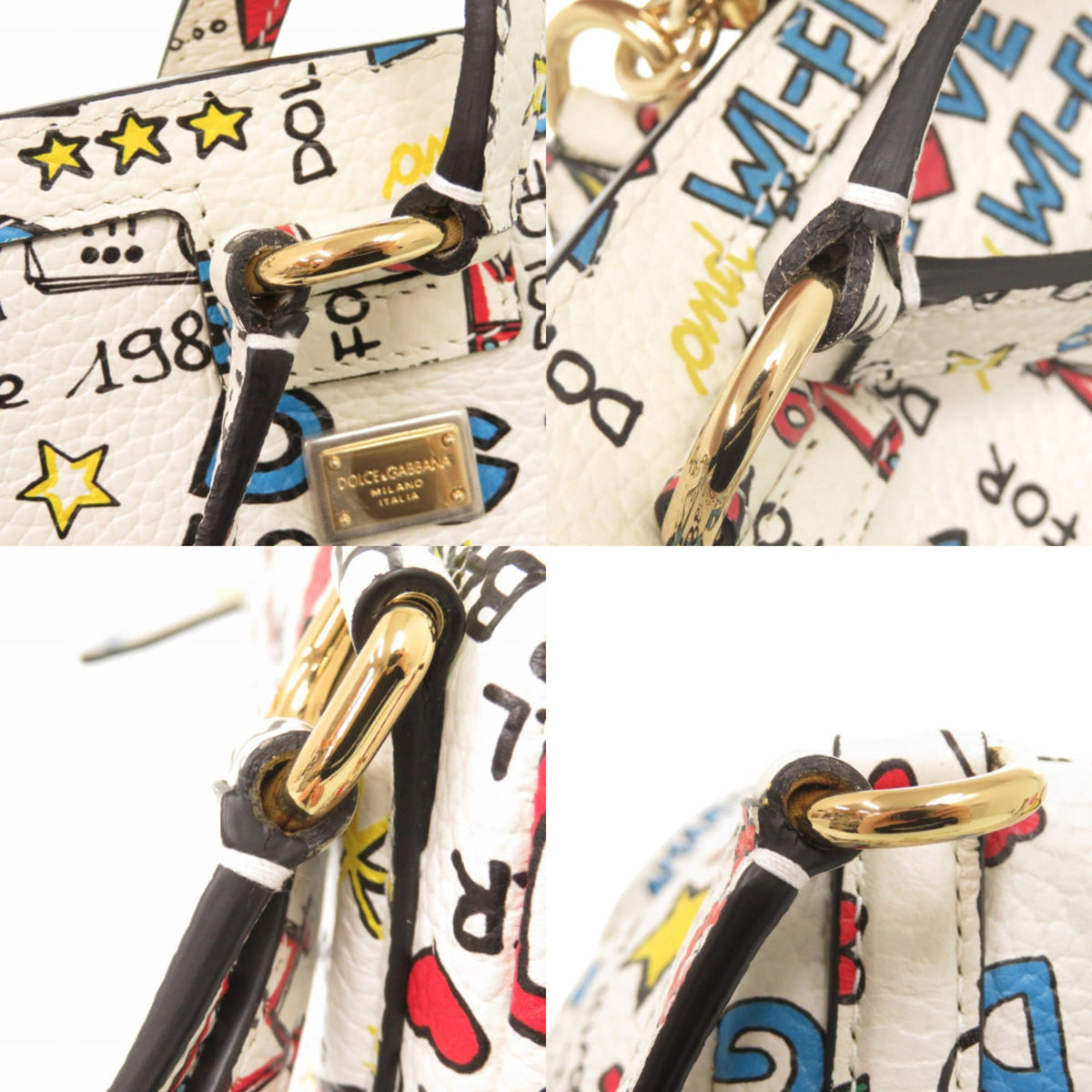 Dolce & Gabbana Sicily Multi-Color White Leather Backpack (Pre-Owned)