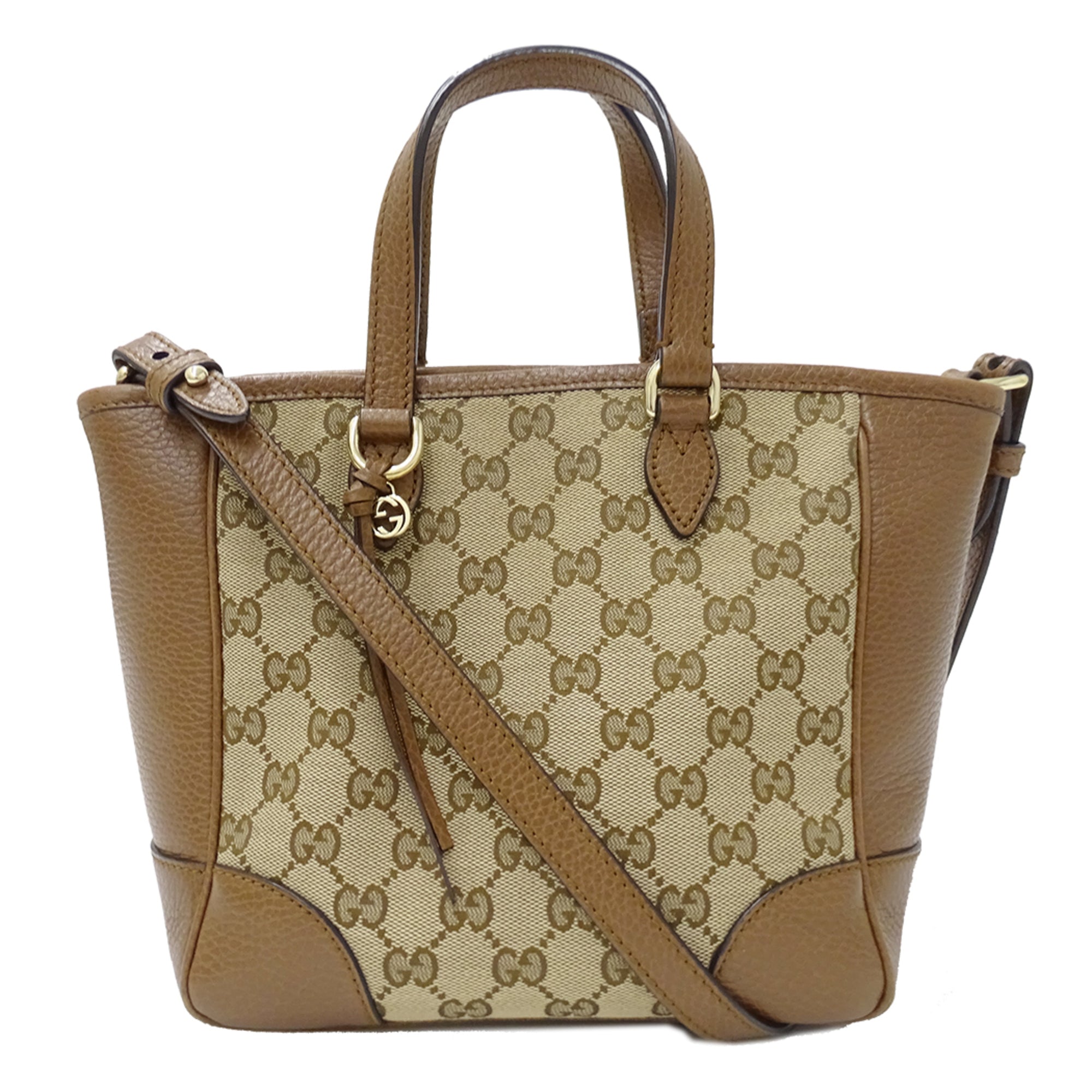 Gucci Beige Brown Gg Canvas Handbag Shoulder Bag (Pre-Owned)
