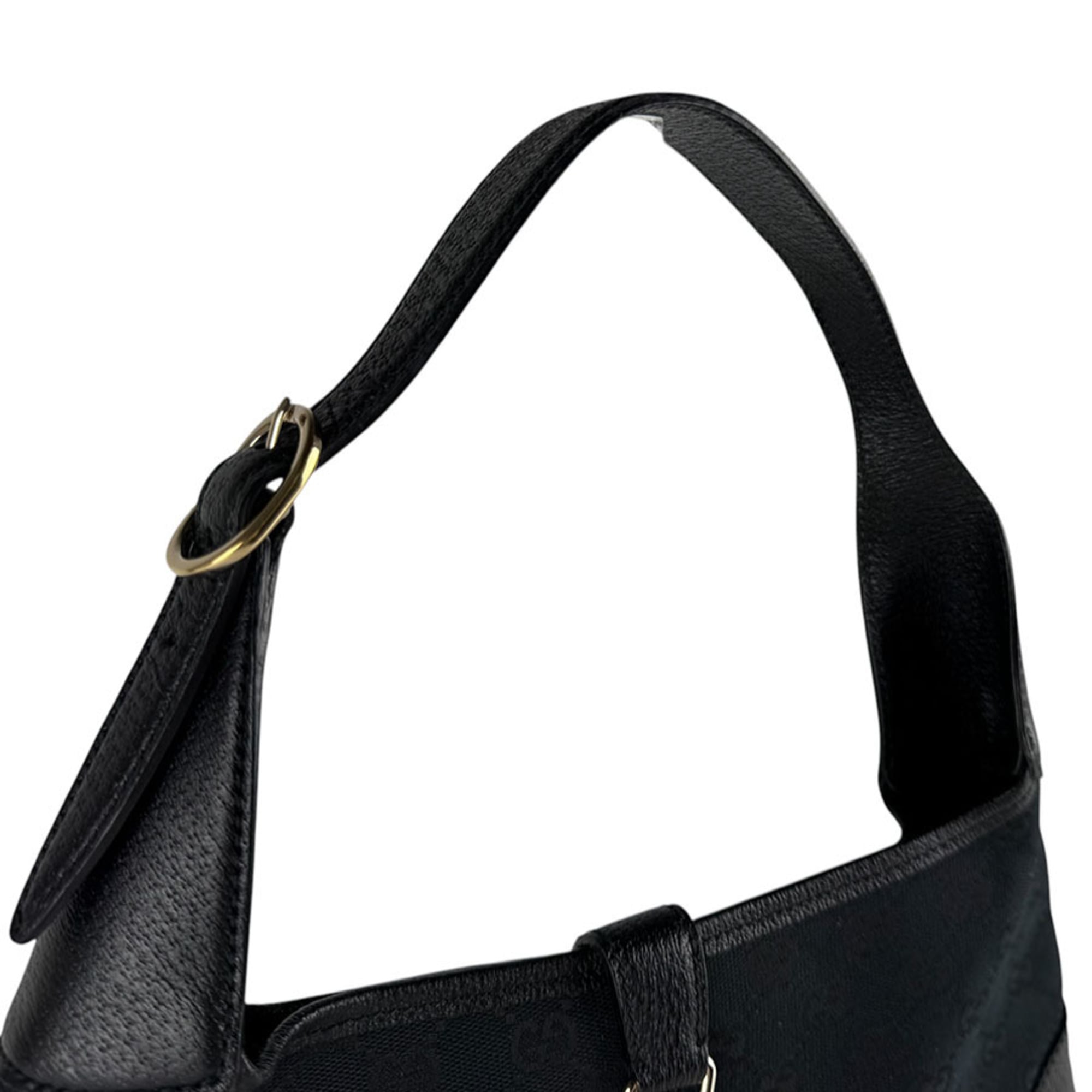 Gucci Black Gg Canvas Leather Handbag (Pre-Owned)