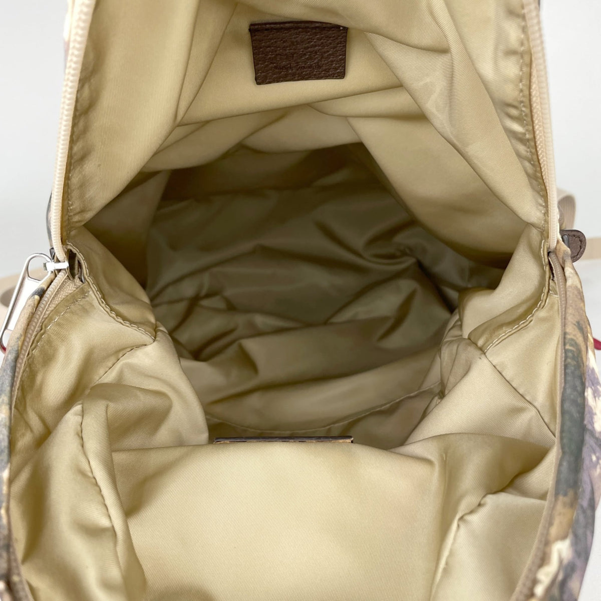 Gucci Beige Multi-Color Nylon Leather Backpack (Pre-Owned)