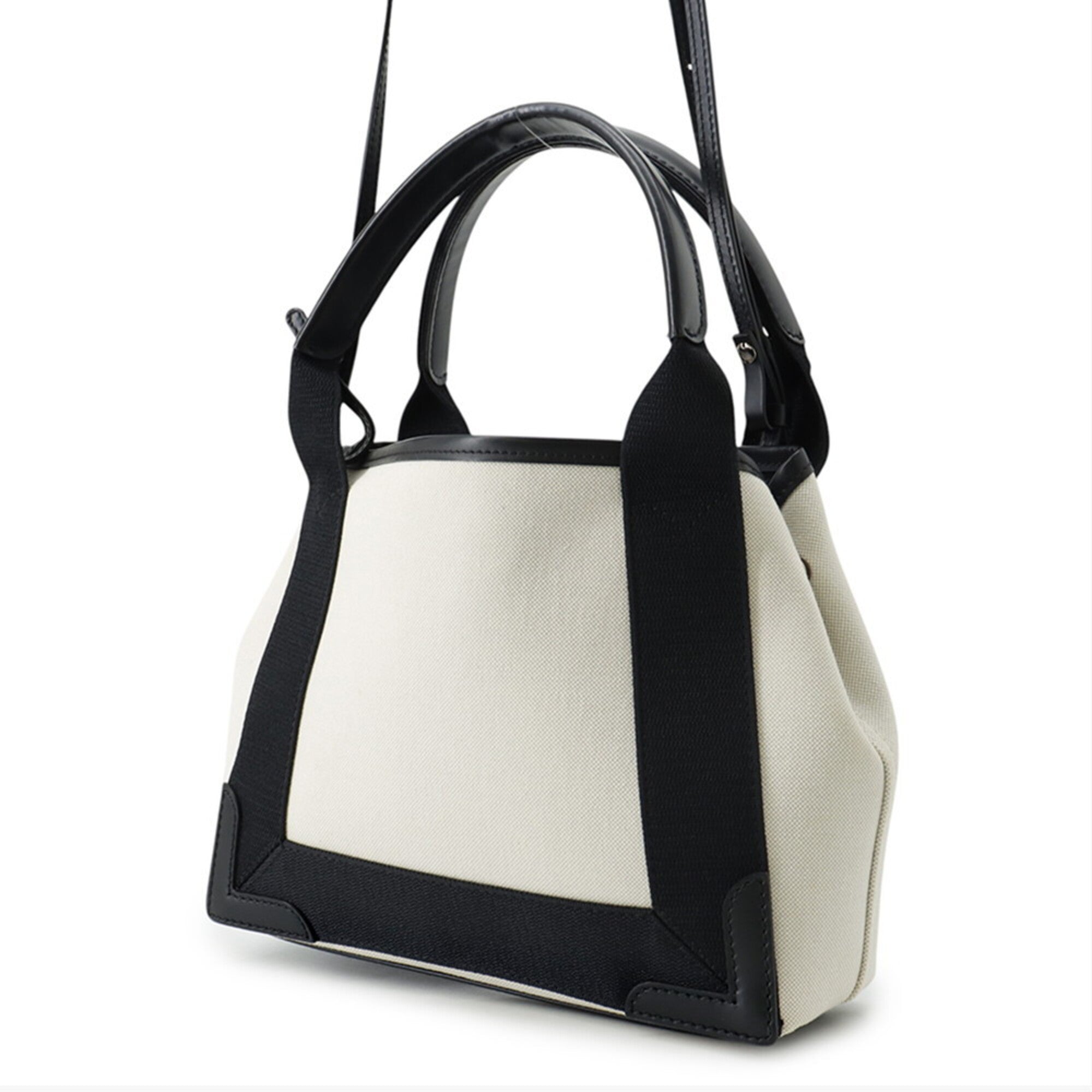 Balenciaga Black White Canvas Leather Handbag (Pre-Owned)
