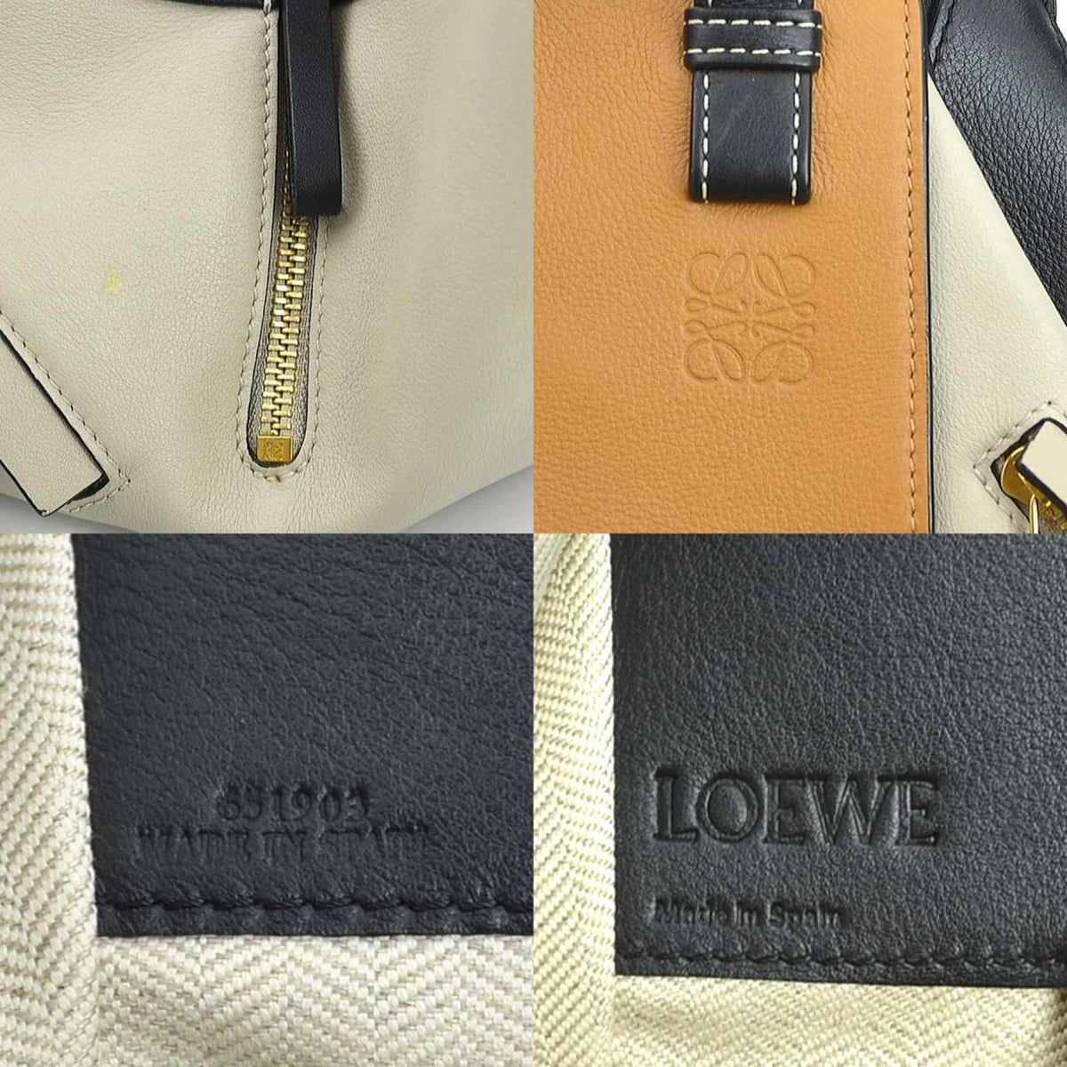 Loewe Black Brown Grayish Leather Handbag Shoulder Bag (Pre-Owned)