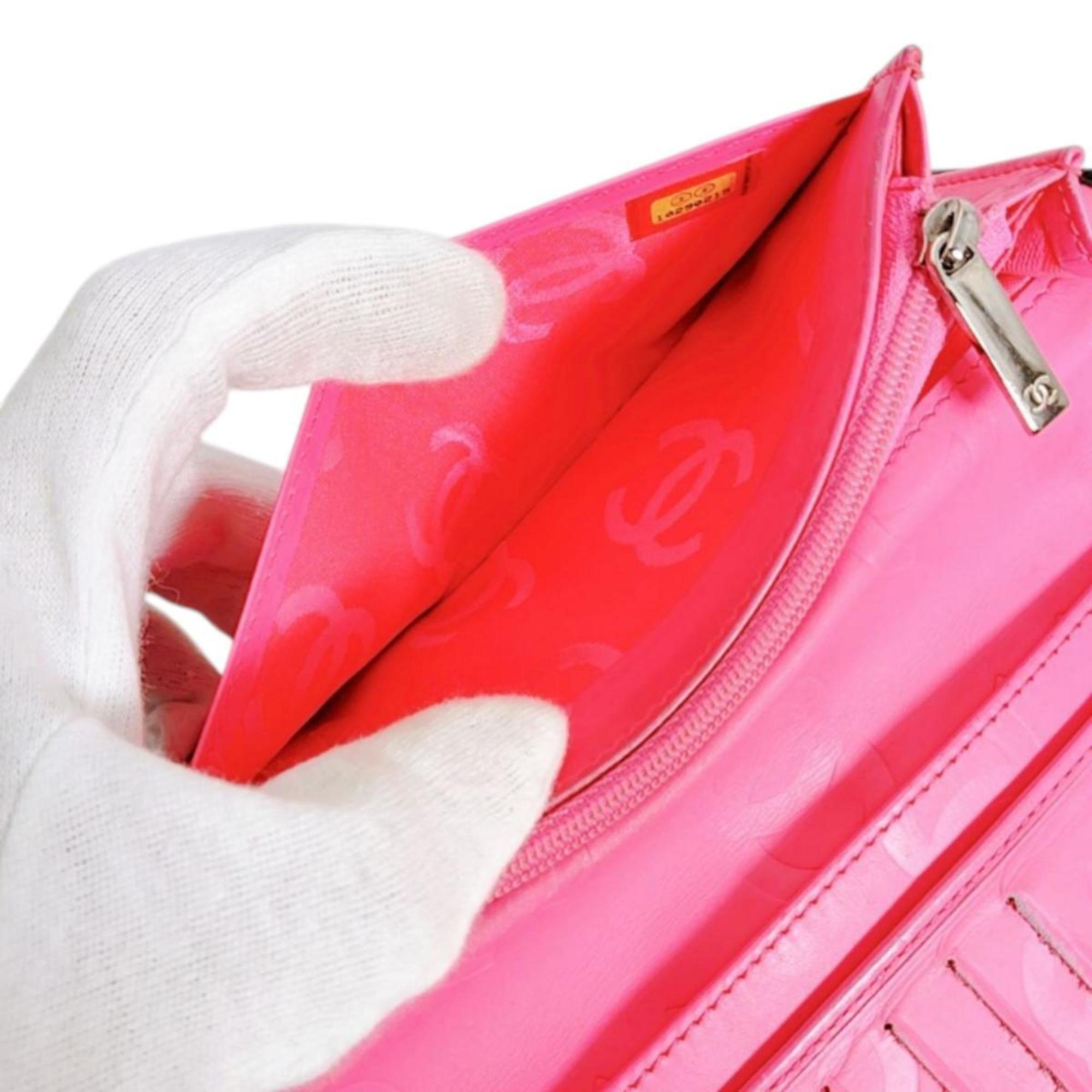 Chanel Black Pink Leather Long Wallet (Bi-Fold) (Pre-Owned)