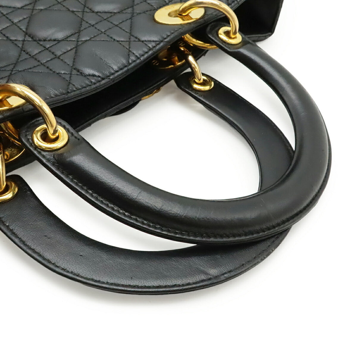 Christian Dior Black Leather Handbag Shoulder Bag (Pre-Owned)