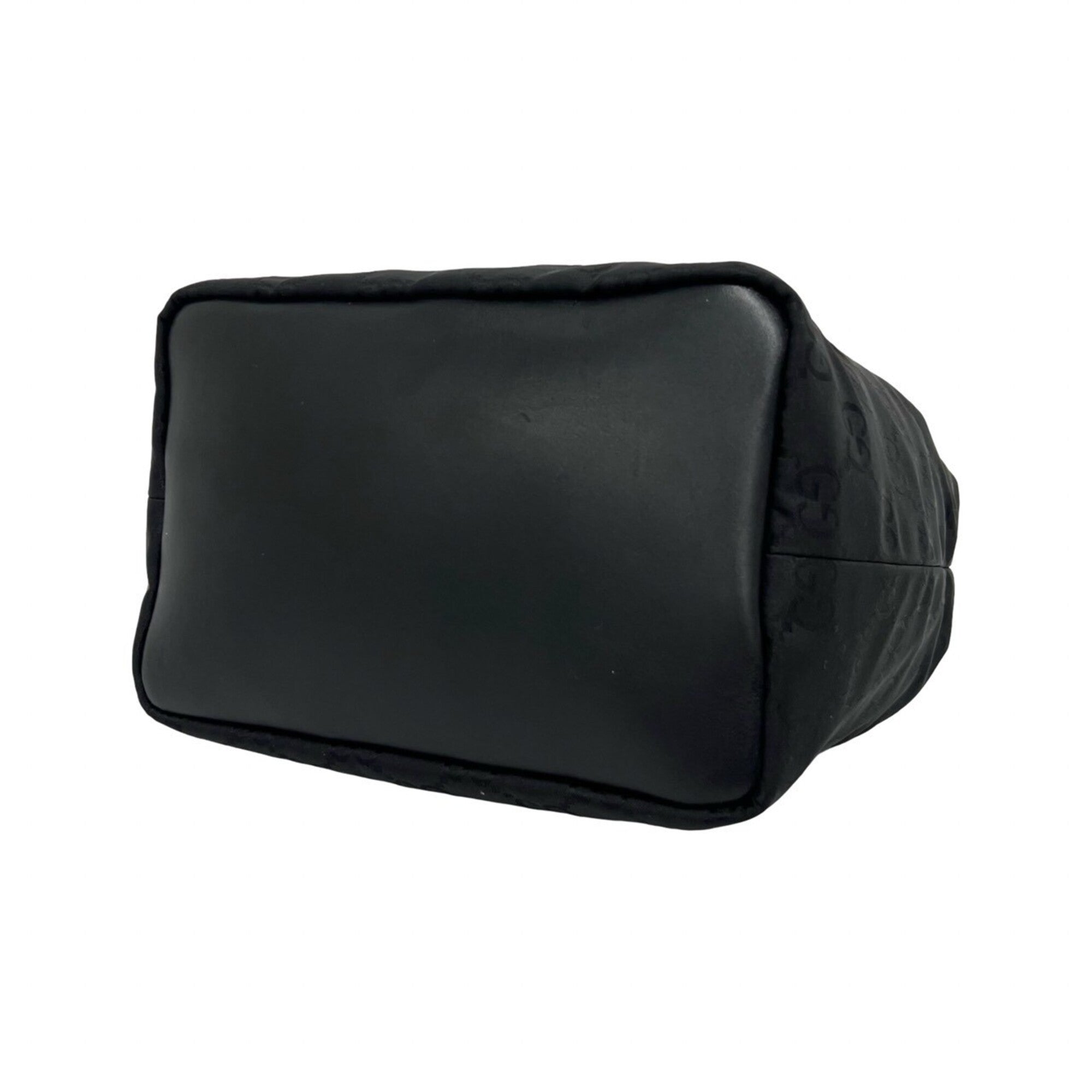 Gucci Black Bamboo Leather Nylon Handbag Shoulder Bag (Pre-Owned)