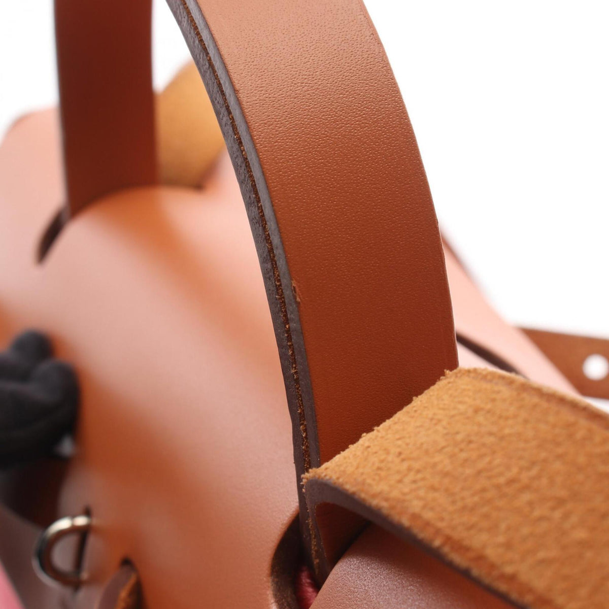 Hermes Brown Pink Canvas Toile H Vache Leather Handbag Pouch (Pre-Owned)