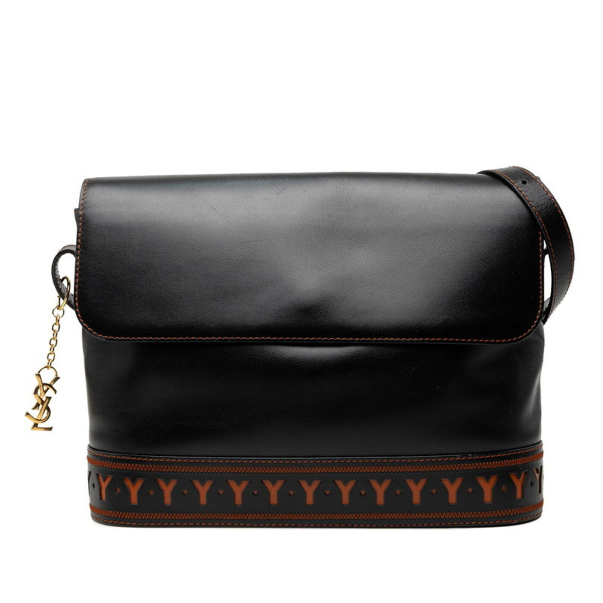 Saint Laurent Black Brown Leather Shoulder Bag (Pre-Owned)