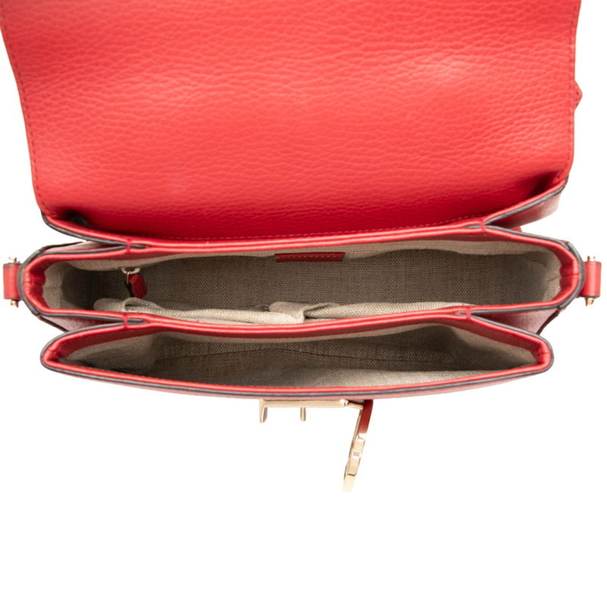 Gucci Red Color Leather Handbag Shoulder Bag (Pre-Owned)