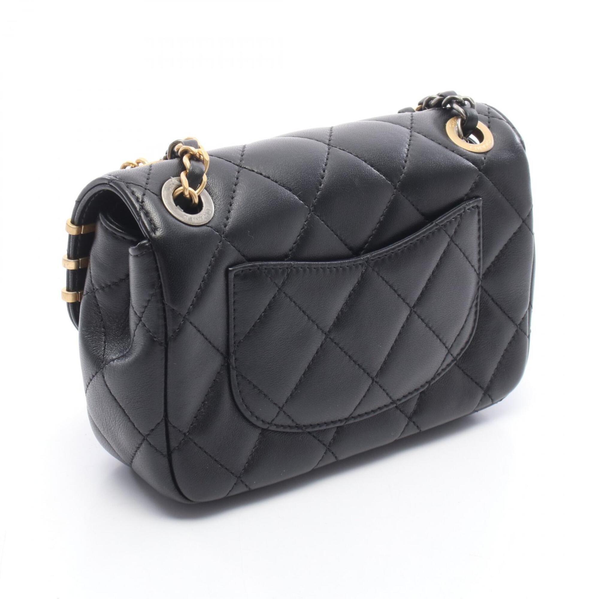Chanel Black Leather Handbag Shoulder Bag (Pre-Owned)