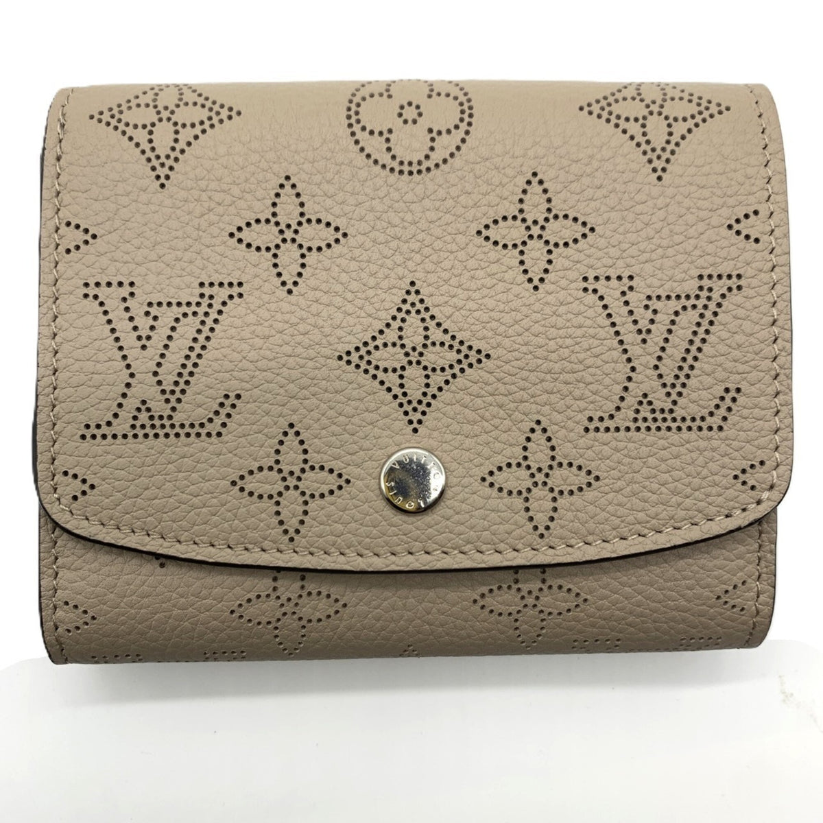 Louis Vuitton Mahina Beige Leather Wallet (Bi-Fold) (Pre-Owned)