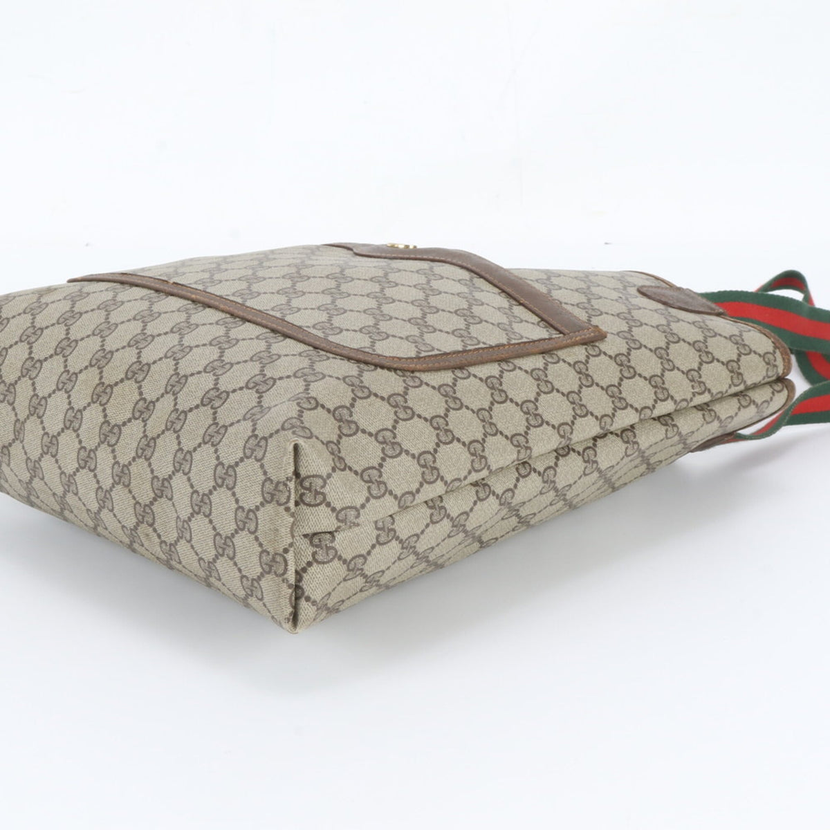 Gucci Brown Leather Coated Canvas Tote Bag (Pre-Owned)