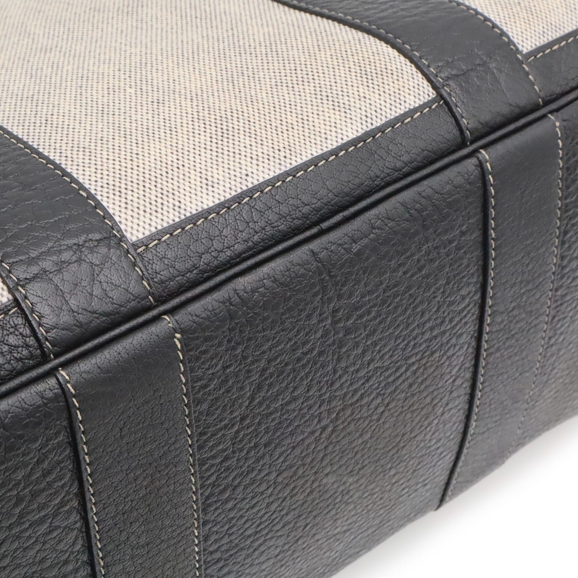 Hermes Black Gray Toile H Handbag Shoulder Bag Tote Bag (Pre-Owned)