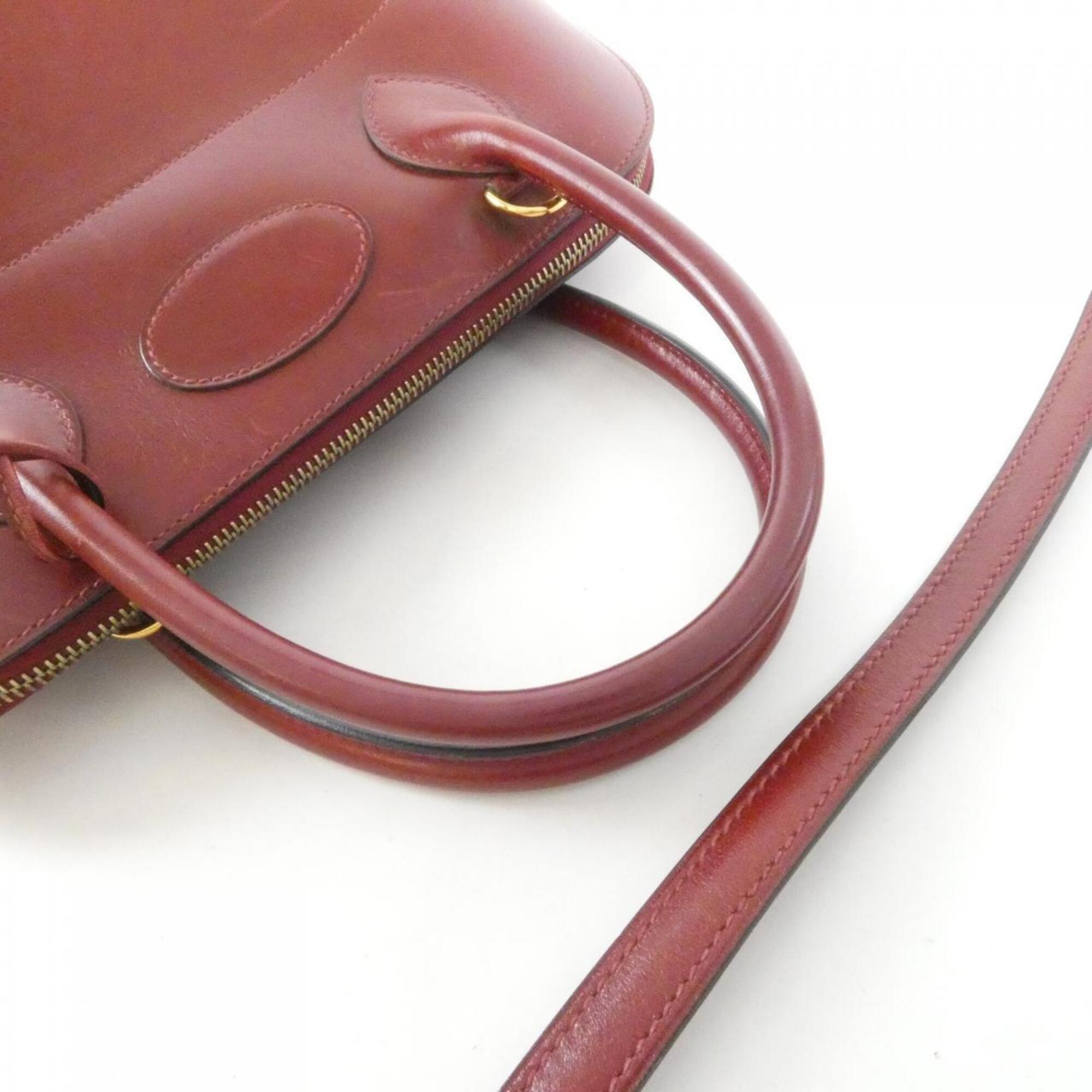 Hermes Rouge H Box Calf Leather Handbag (Pre-Owned)