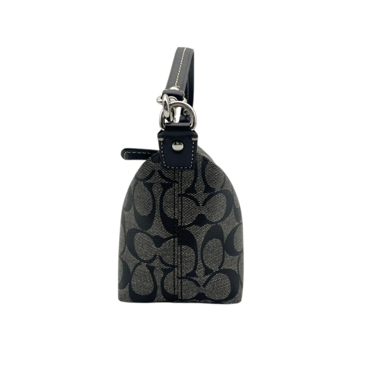 Coach Black Gray Pvc Leather Handbag Pouch (Pre-Owned)