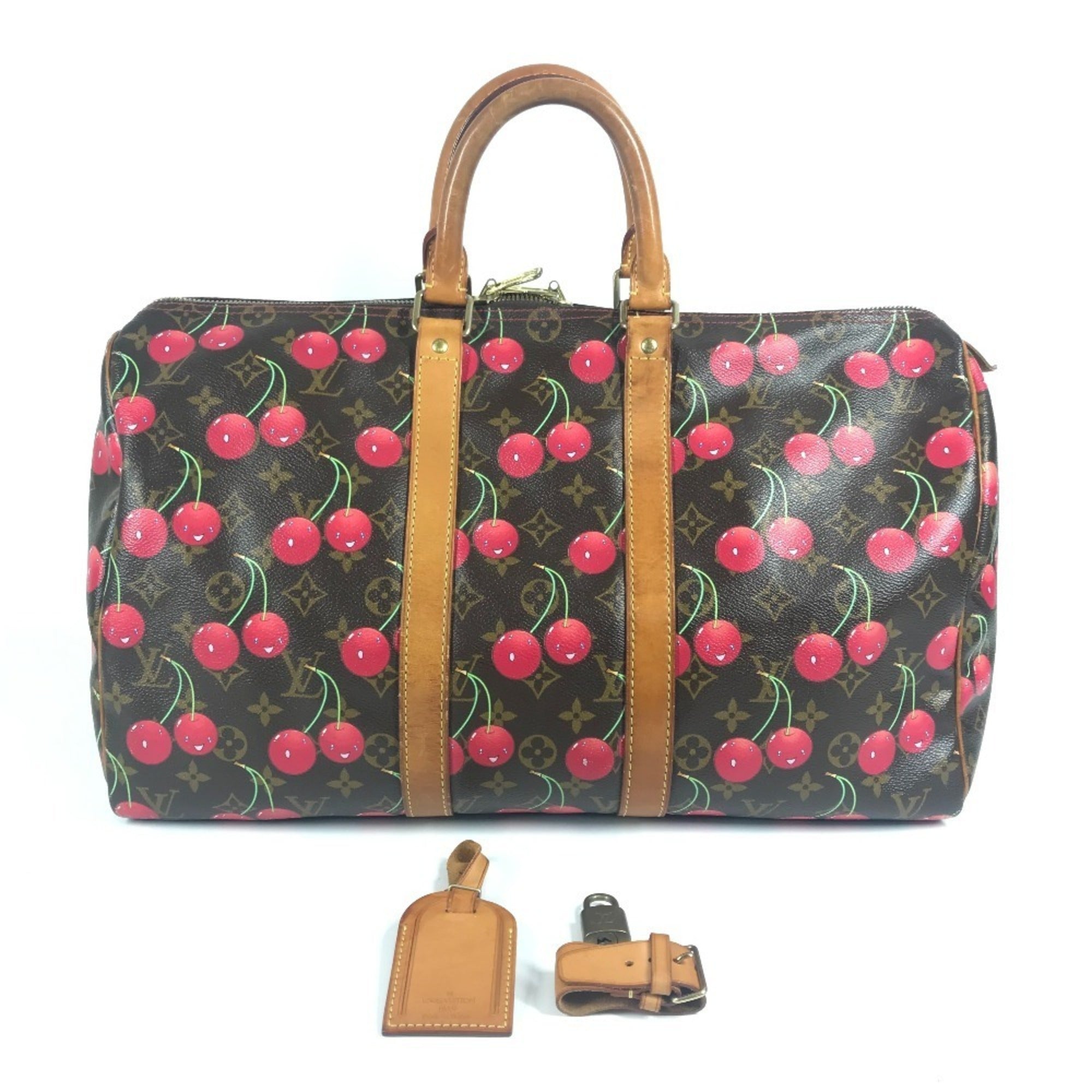Louis Vuitton Brown Monogram Cherry Red Color Monogram Boston Bag (Pre-Owned)