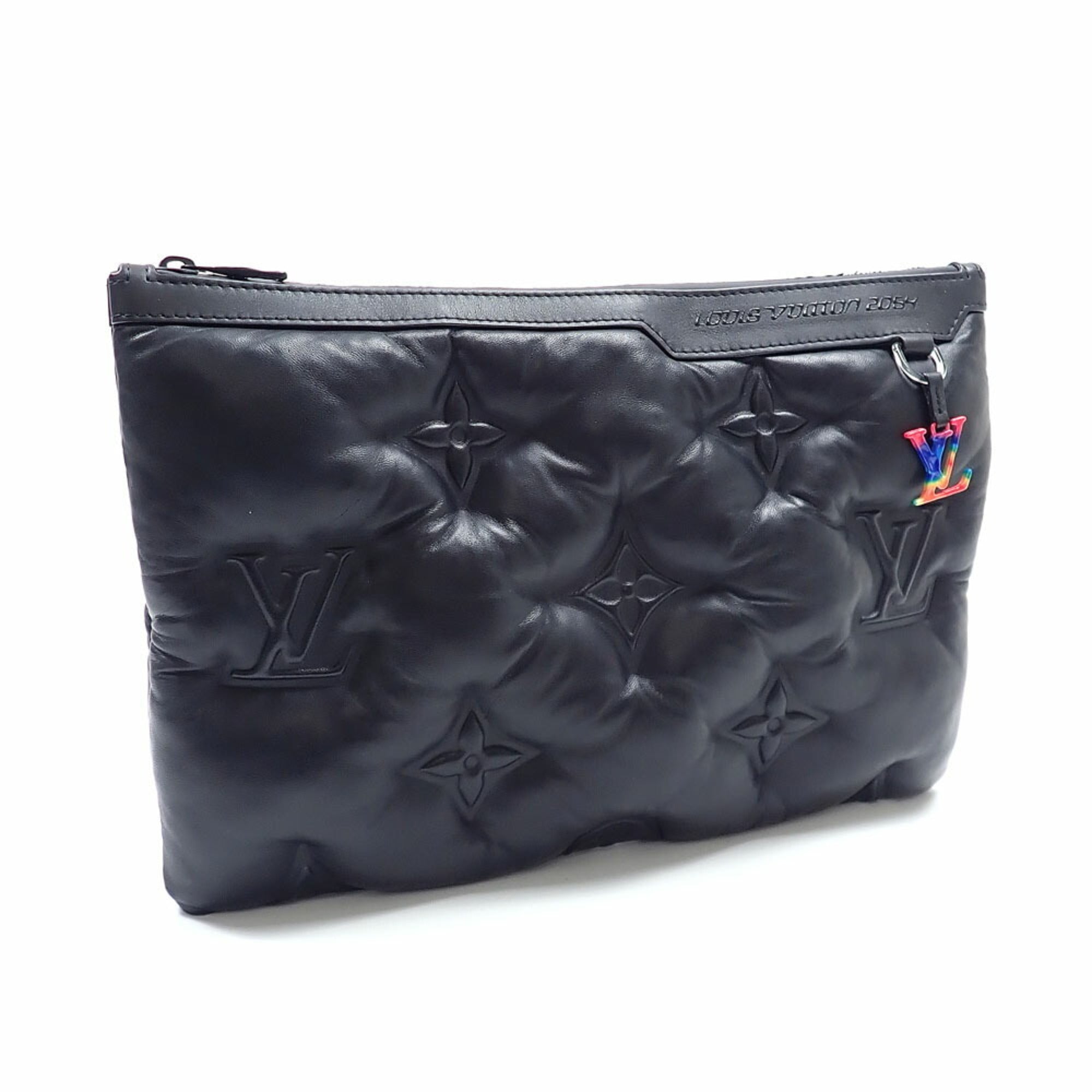 Louis Vuitton Black Noir Leather Clutch Bag Pochette (Pre-Owned)