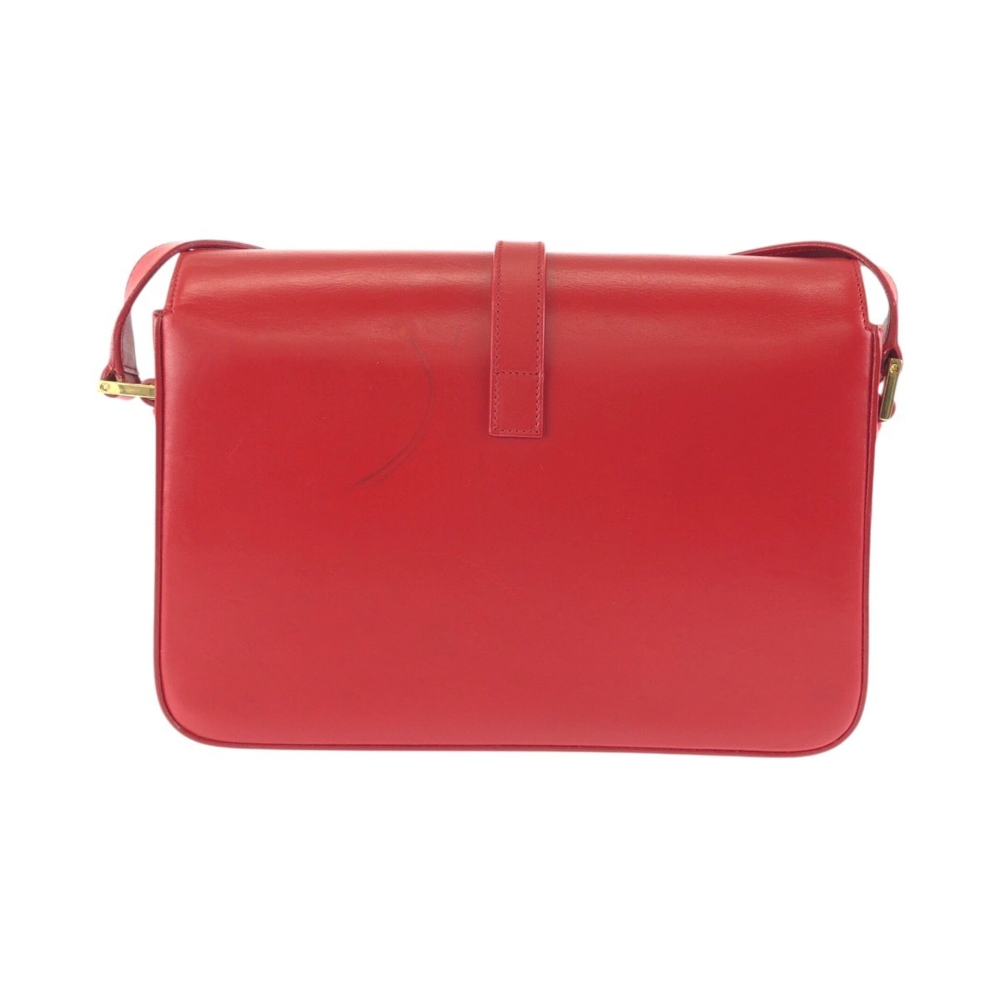 Saint Laurent Red Color Leather Pochette Shoulder Bag (Pre-Owned)