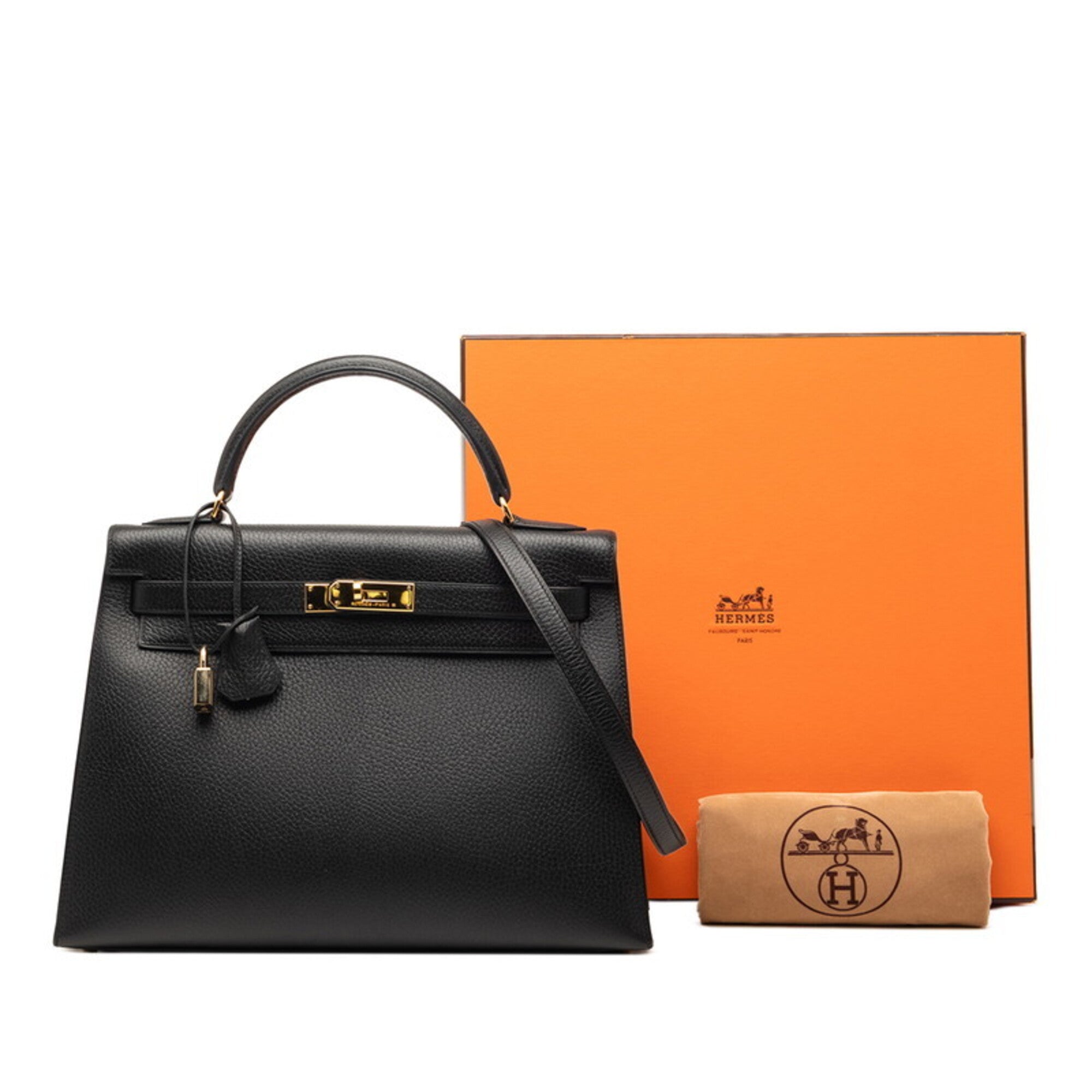 Hermes Kelly Black Ardennes Leather Handbag Shoulder Bag (Pre-Owned)