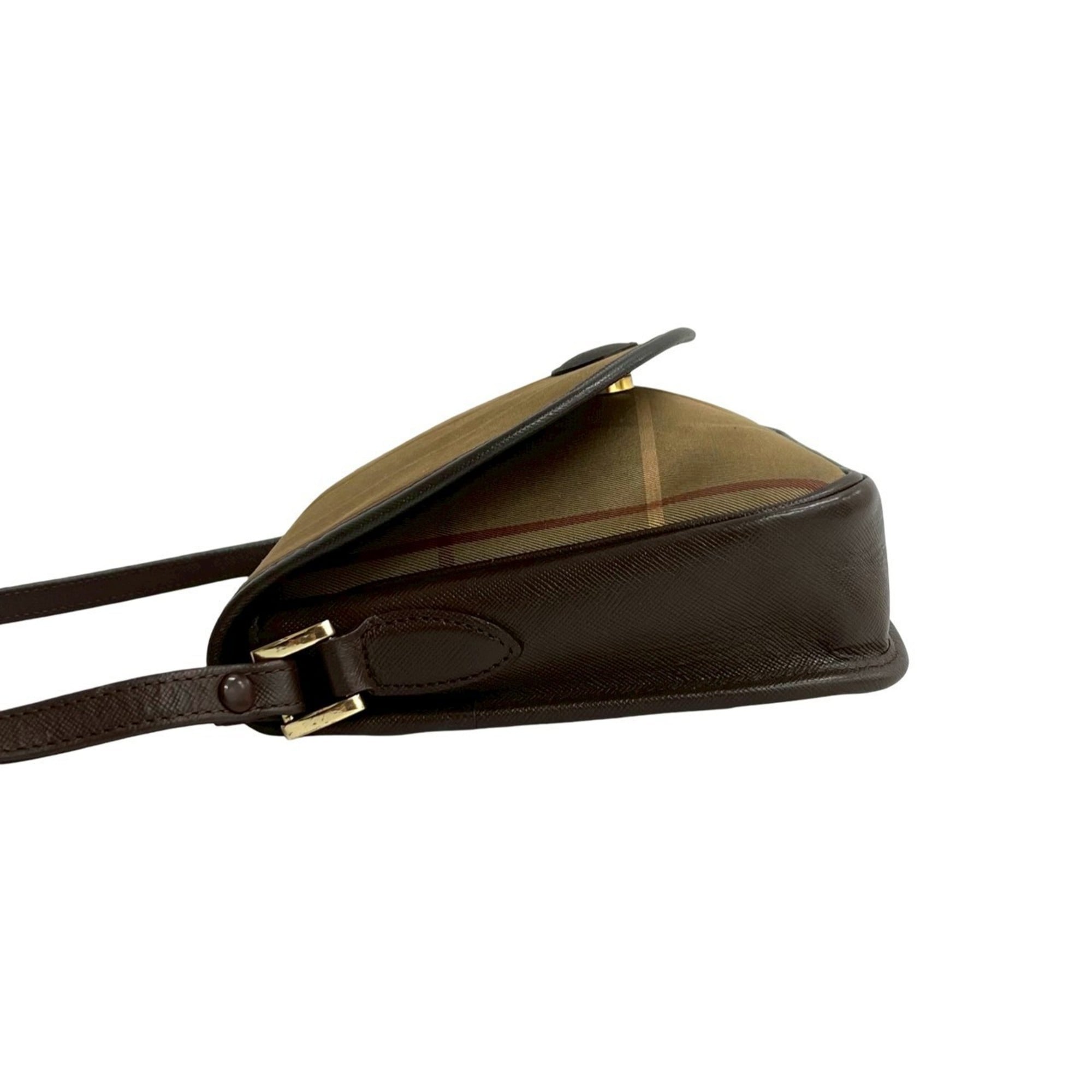 Burberry Brown Khaki Canvas Leather Shoulder Bag (Pre-Owned)
