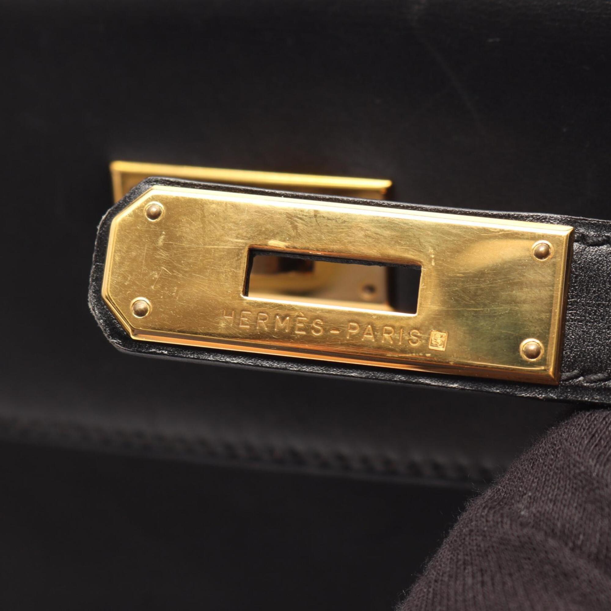 Hermes Black Box Calf Leather Handbag (Pre-Owned)