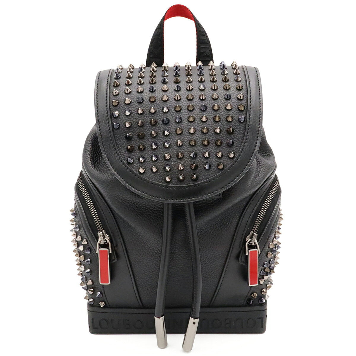 Christian Louboutin Black Red Color Leather Backpack (Pre-Owned)